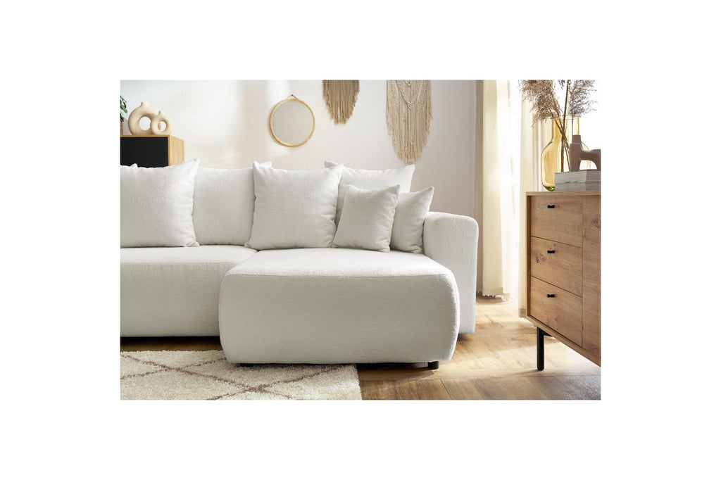 ENVY reversible convertible corner sofa with storage in soft bouclé fabric - BOBOCHIC - The Bradery