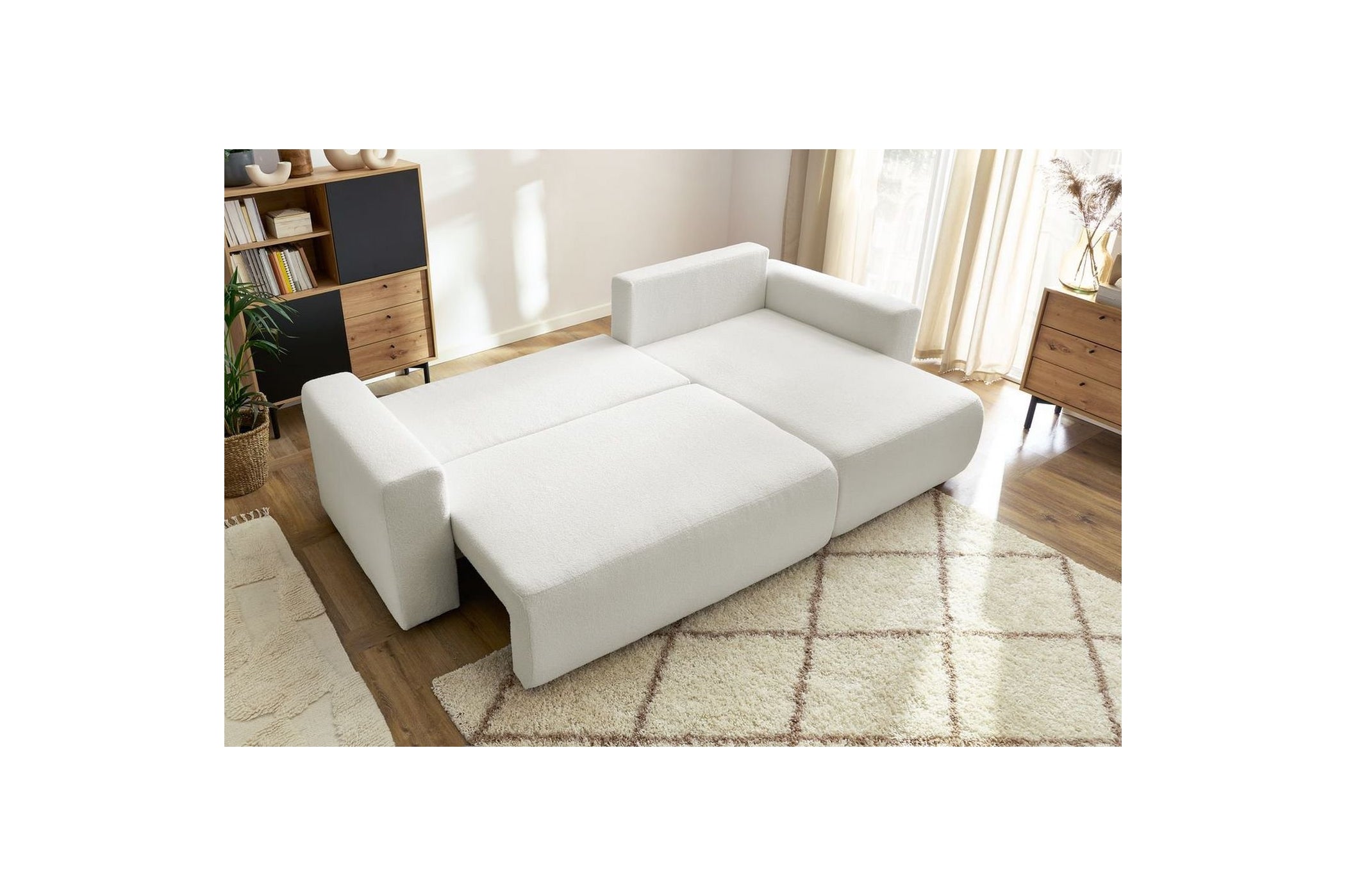 ENVY reversible convertible corner sofa with storage in soft bouclé fabric - BOBOCHIC - The Bradery