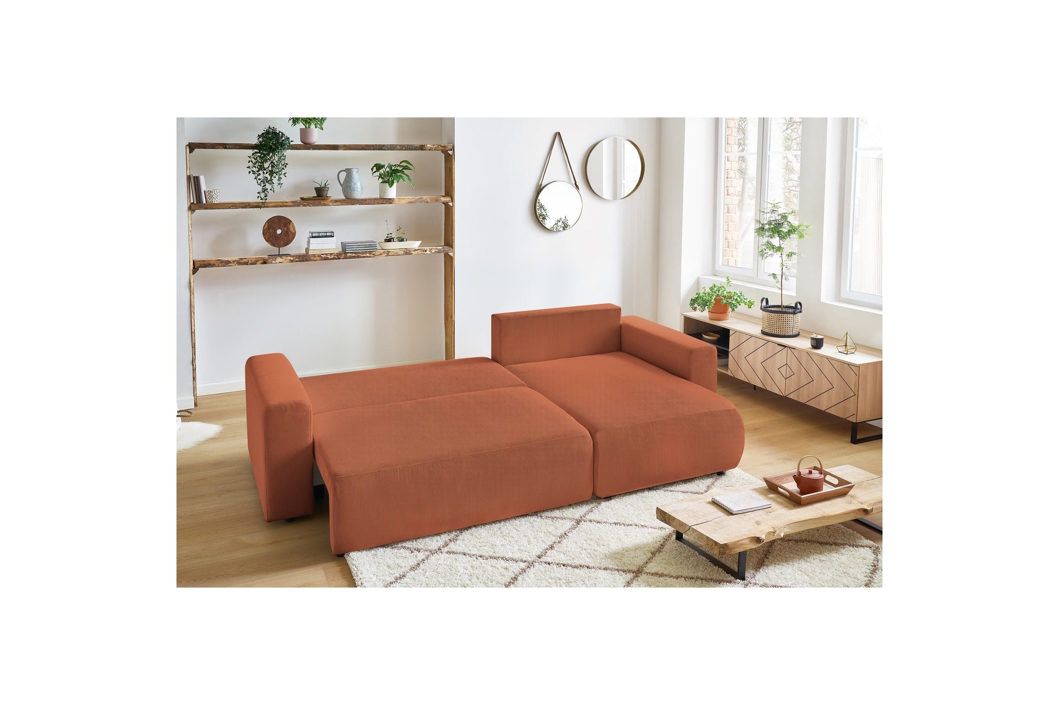 Reversible convertible corner sofa with storage ENVY corduroy - BOBOCHIC - The Bradery