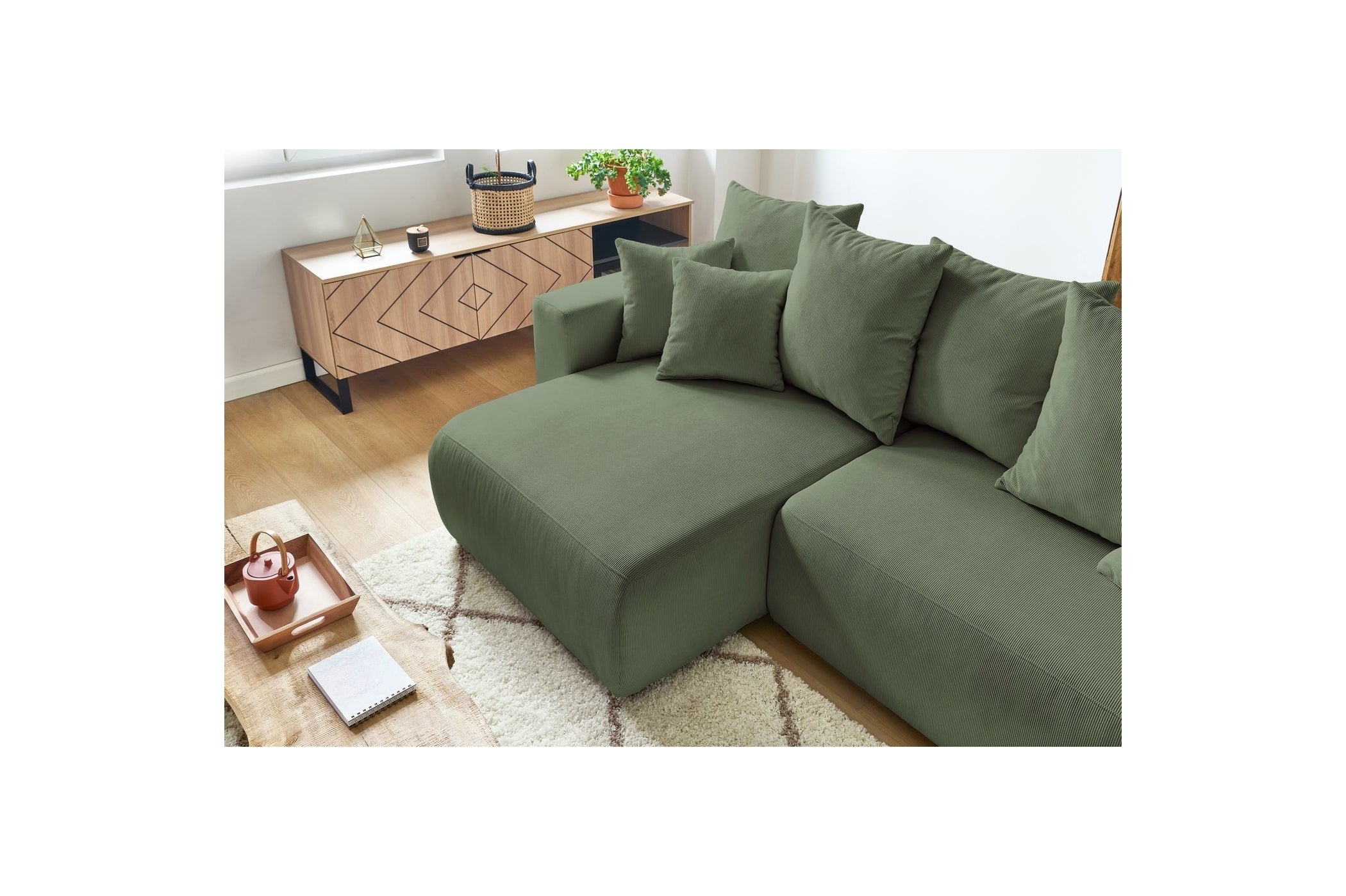 Reversible convertible corner sofa with storage ENVY corduroy - BOBOCHIC - The Bradery