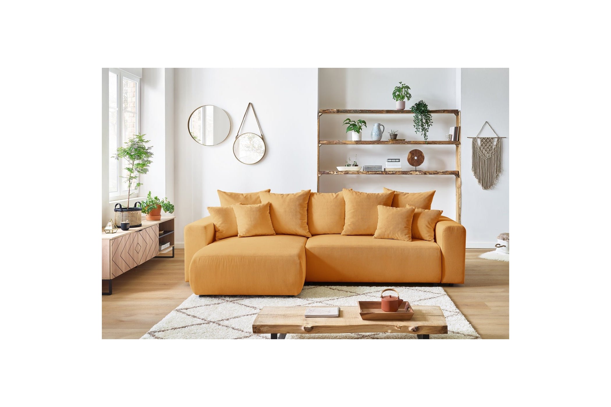 Reversible convertible corner sofa with storage ENVY corduroy - BOBOCHIC - The Bradery