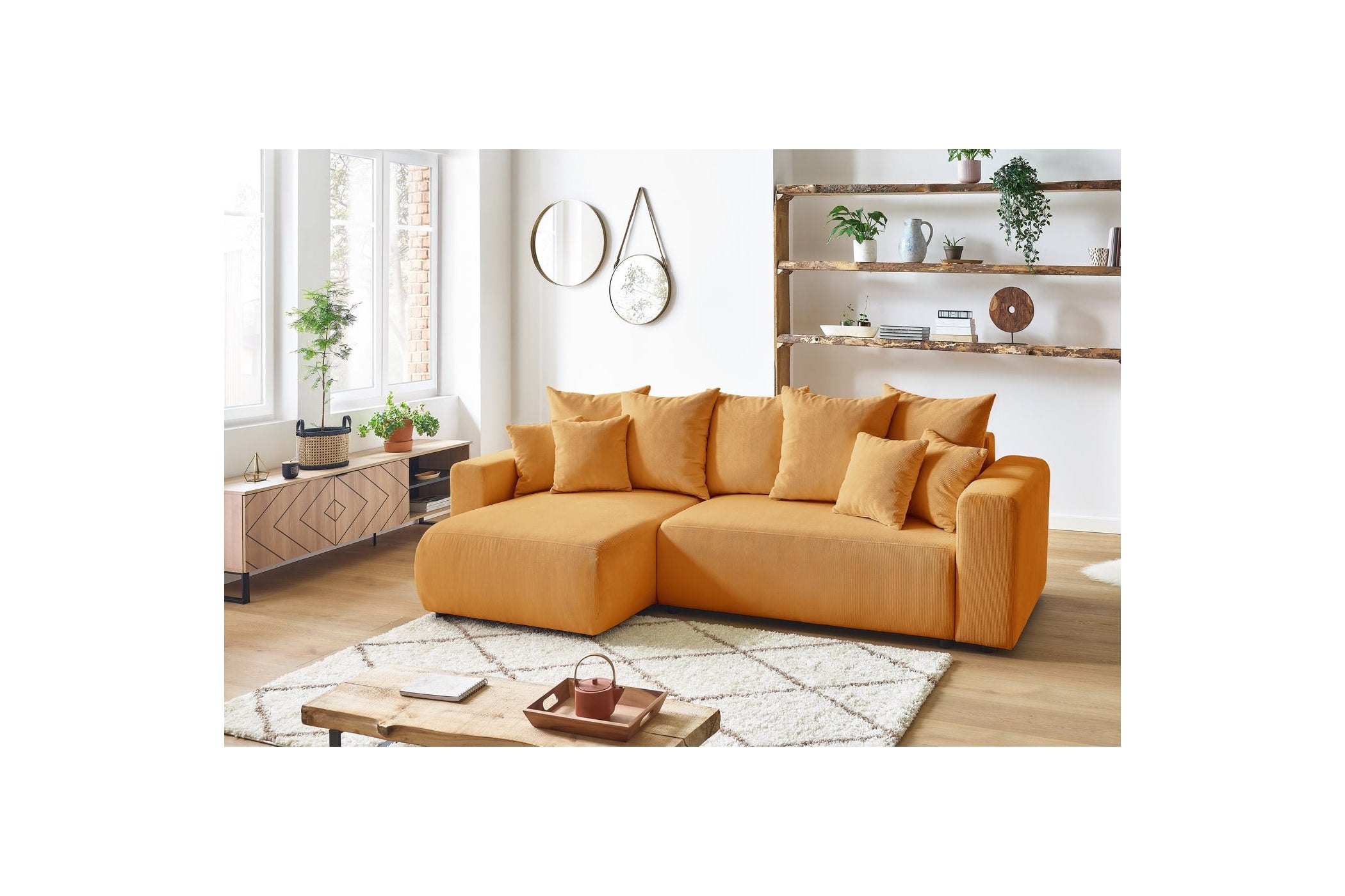 Reversible convertible corner sofa with storage ENVY corduroy - BOBOCHIC - The Bradery