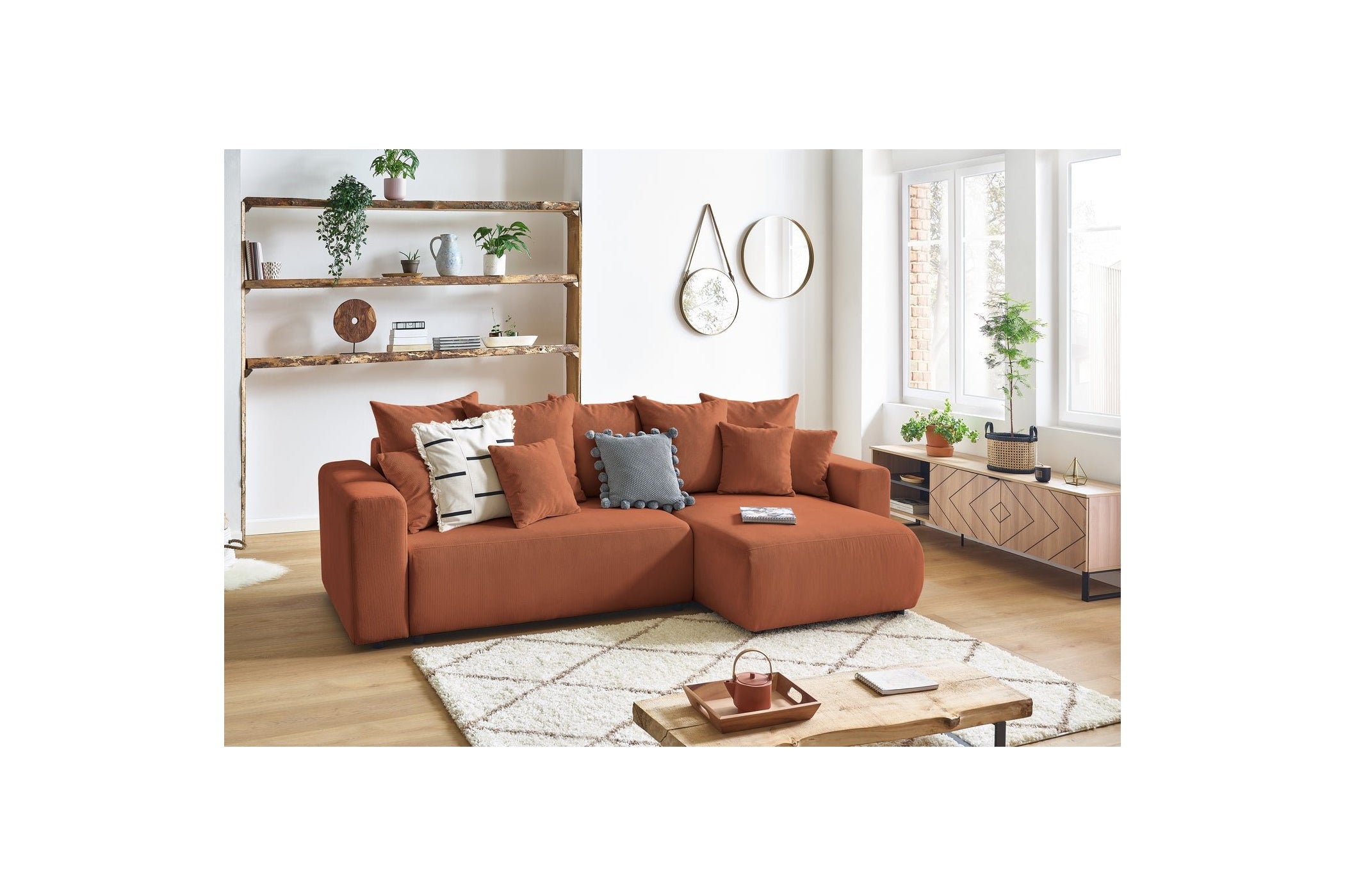 Reversible convertible corner sofa with storage ENVY corduroy - BOBOCHIC - The Bradery