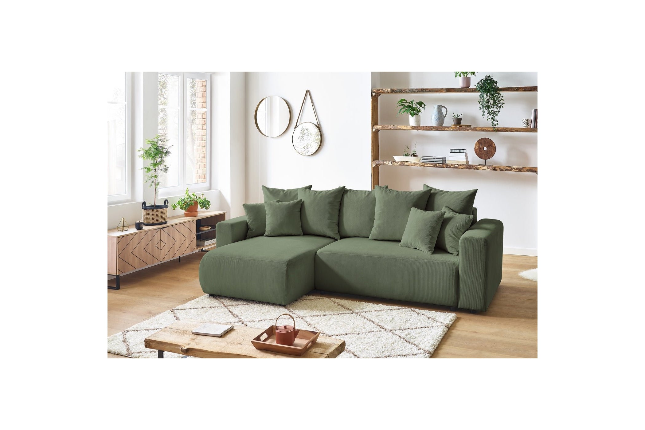 Reversible convertible corner sofa with storage ENVY corduroy - BOBOCHIC - The Bradery