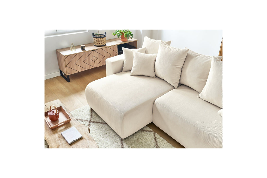 Reversible corner sofa bed with storage ENVY corduroy - BOBOCHIC - The Bradery