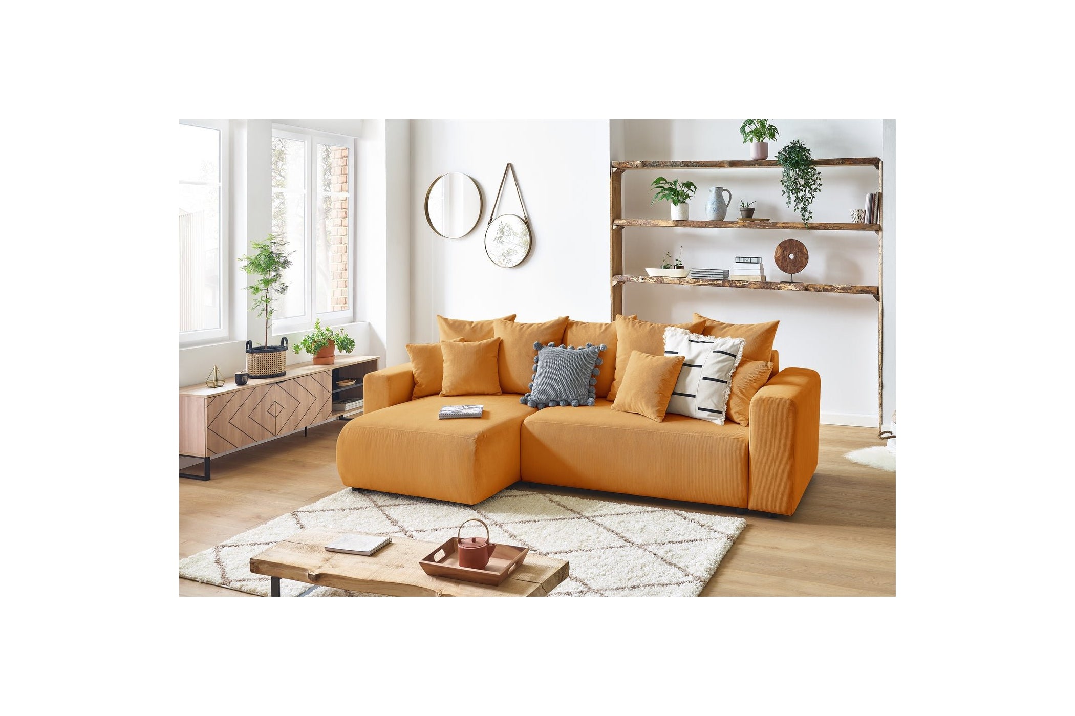 Reversible convertible corner sofa with storage ENVY corduroy - BOBOCHIC - The Bradery