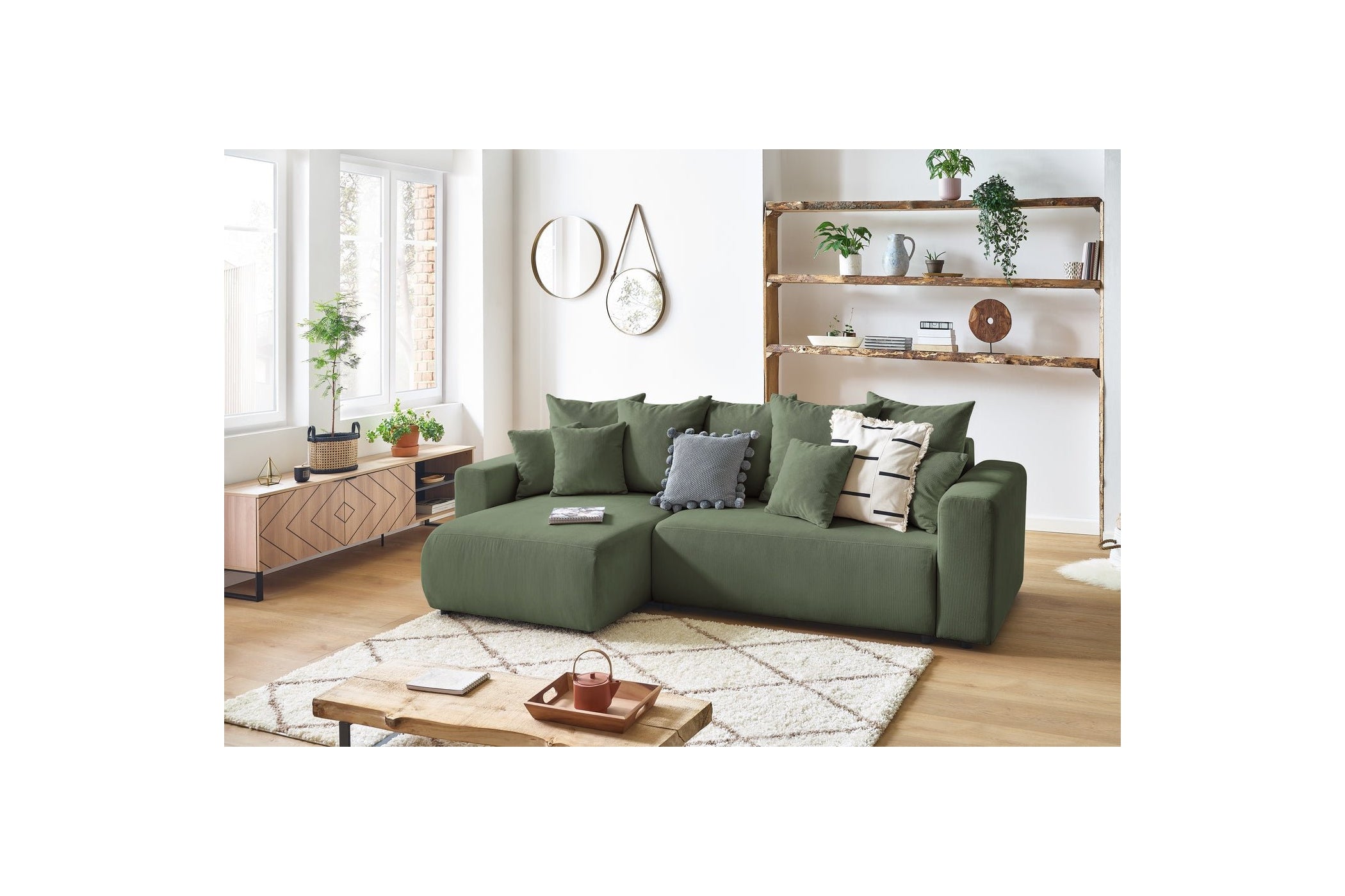 Reversible convertible corner sofa with storage ENVY corduroy - BOBOCHIC - The Bradery