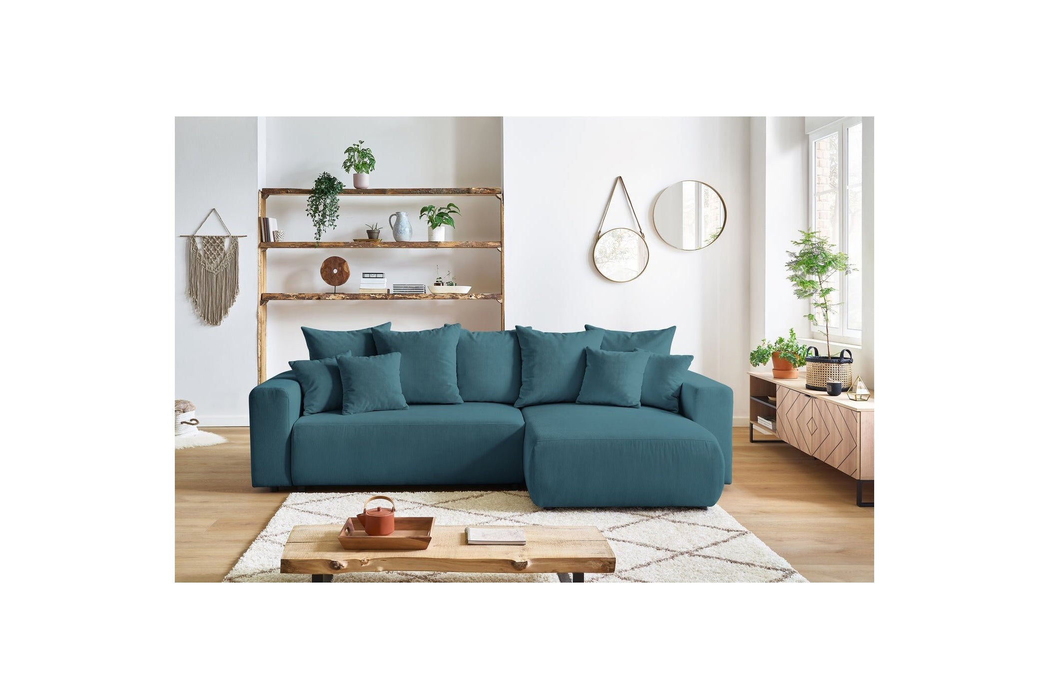 Reversible corner sofa bed with storage ENVY corduroy - BOBOCHIC - The Bradery