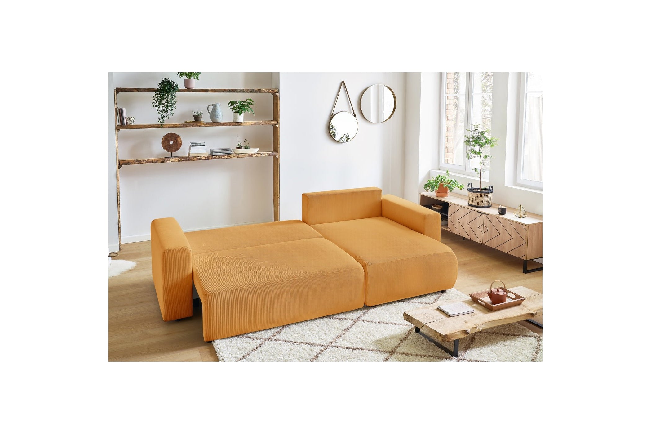 Reversible convertible corner sofa with storage ENVY corduroy - BOBOCHIC - The Bradery