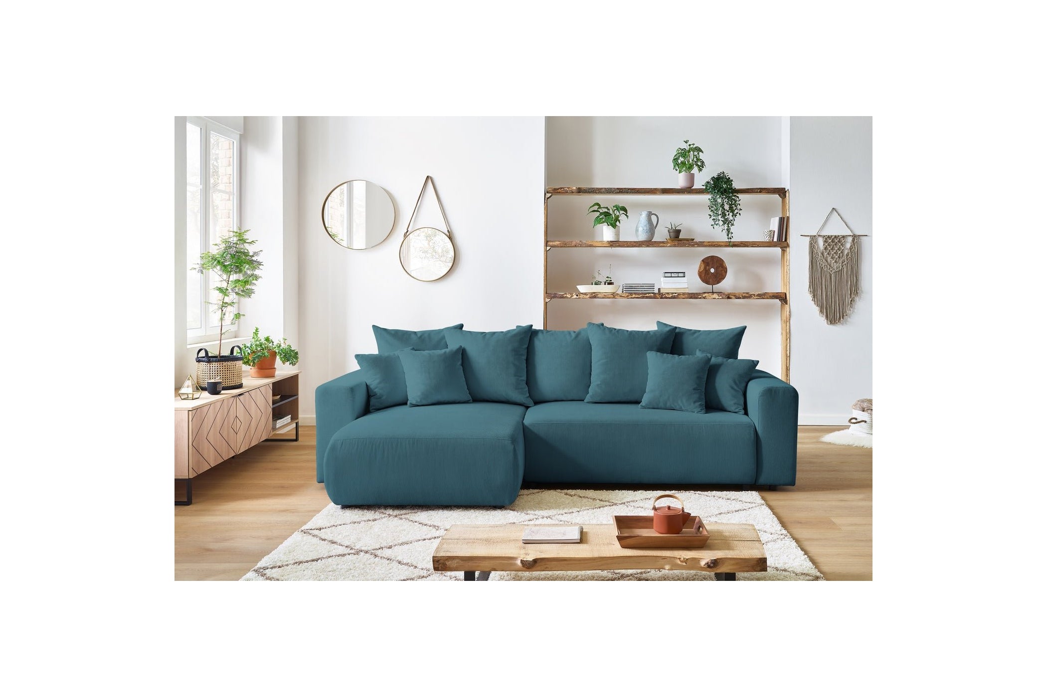 Reversible corner sofa bed with storage ENVY corduroy - BOBOCHIC - The Bradery