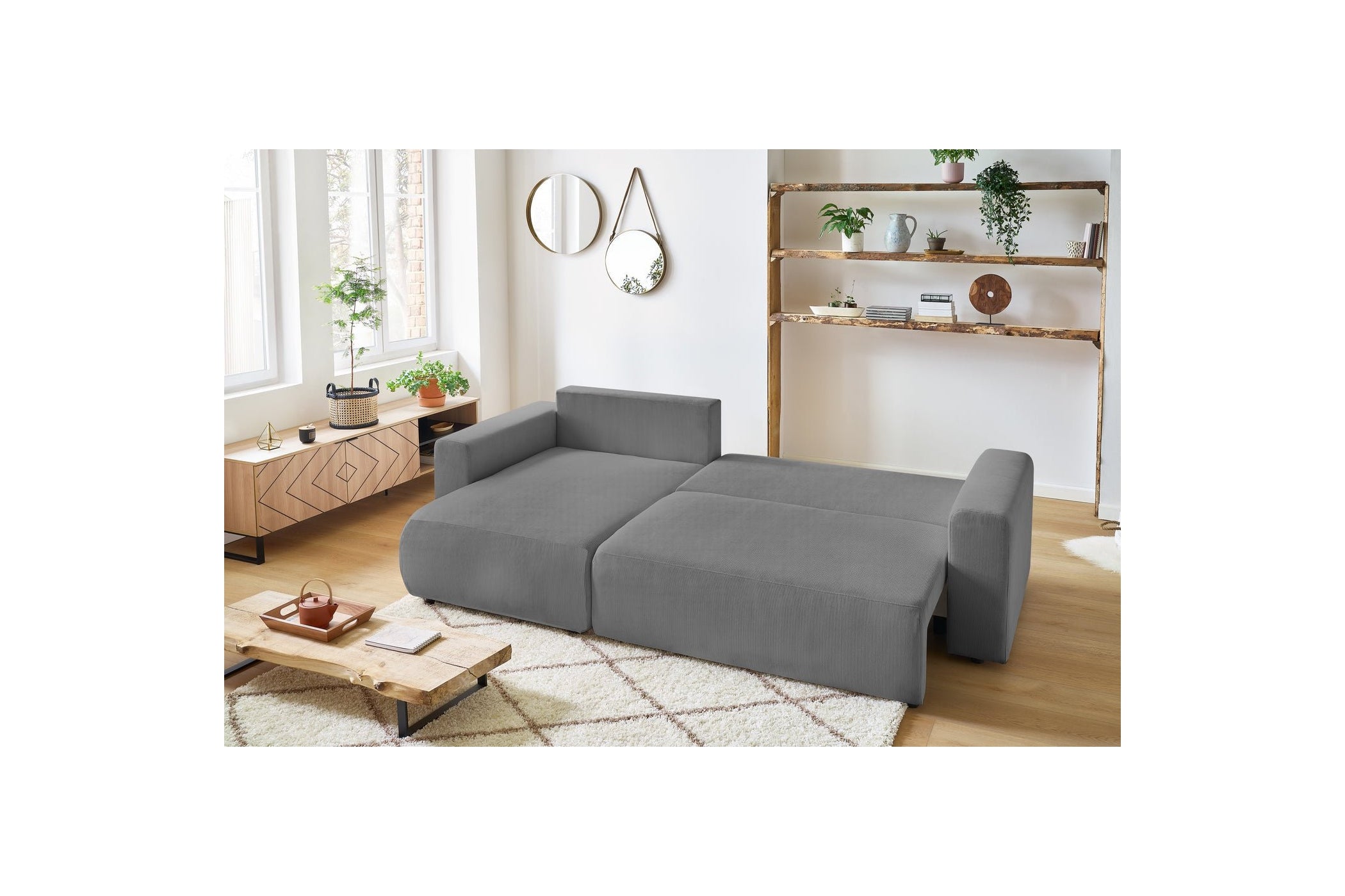 Reversible convertible corner sofa with storage ENVY corduroy - BOBOCHIC - The Bradery