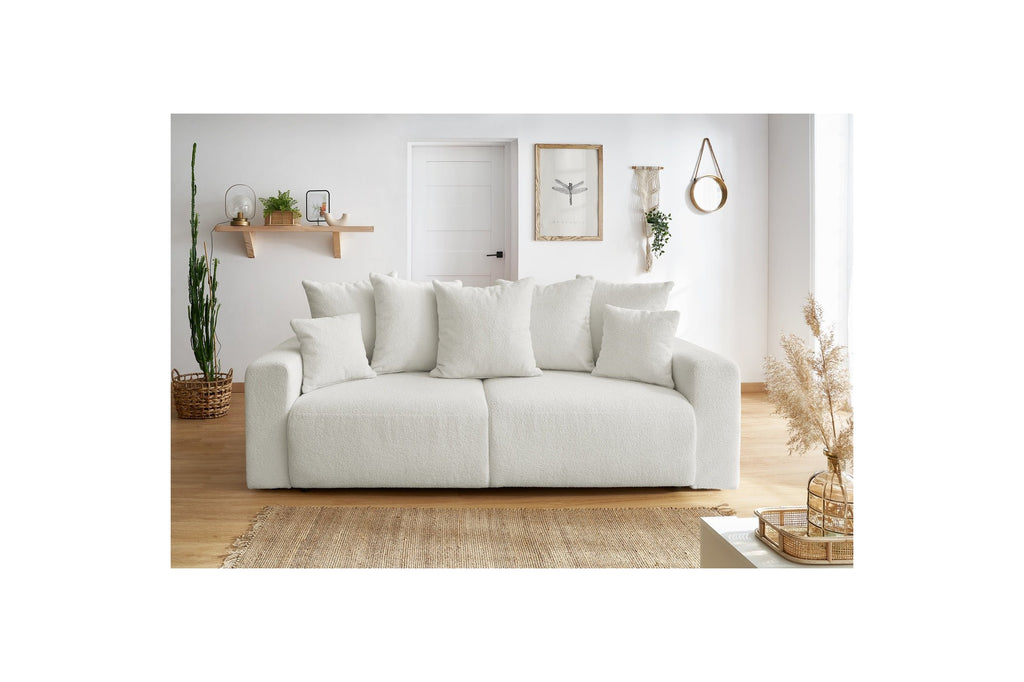 Soft bouclé fabric ENVY straight sofa bed with storage - BOBOCHIC - The Bradery