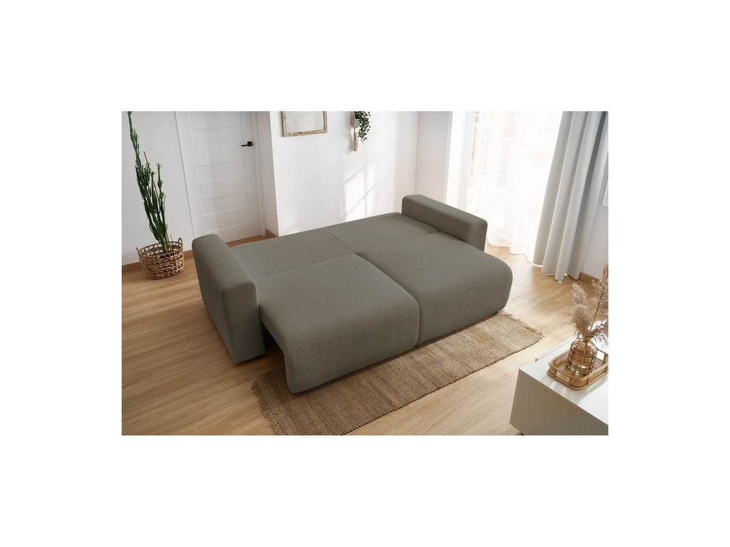 ENVY straight sofa bed with storage in soft bouclé fabric - BOBOCHIC - The Bradery
