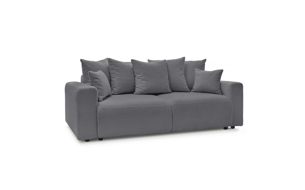 Straight convertible sofa bed with storage ENVY in soft bouclé fabric - BOBOCHIC - The Bradery
