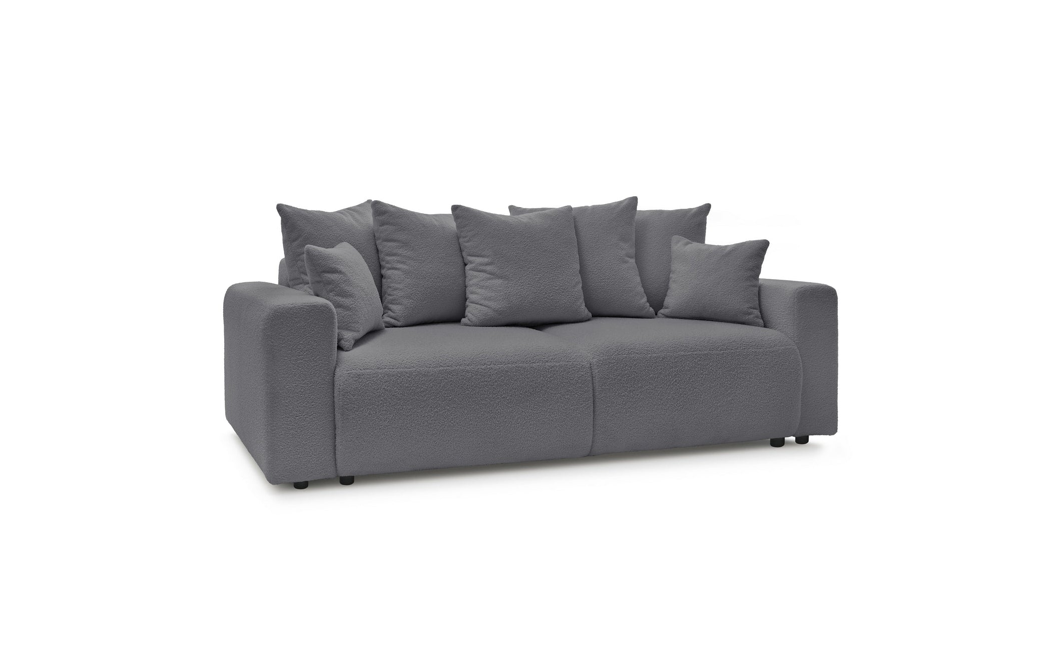 Straight convertible sofa bed with storage ENVY in soft bouclé fabric - BOBOCHIC - The Bradery