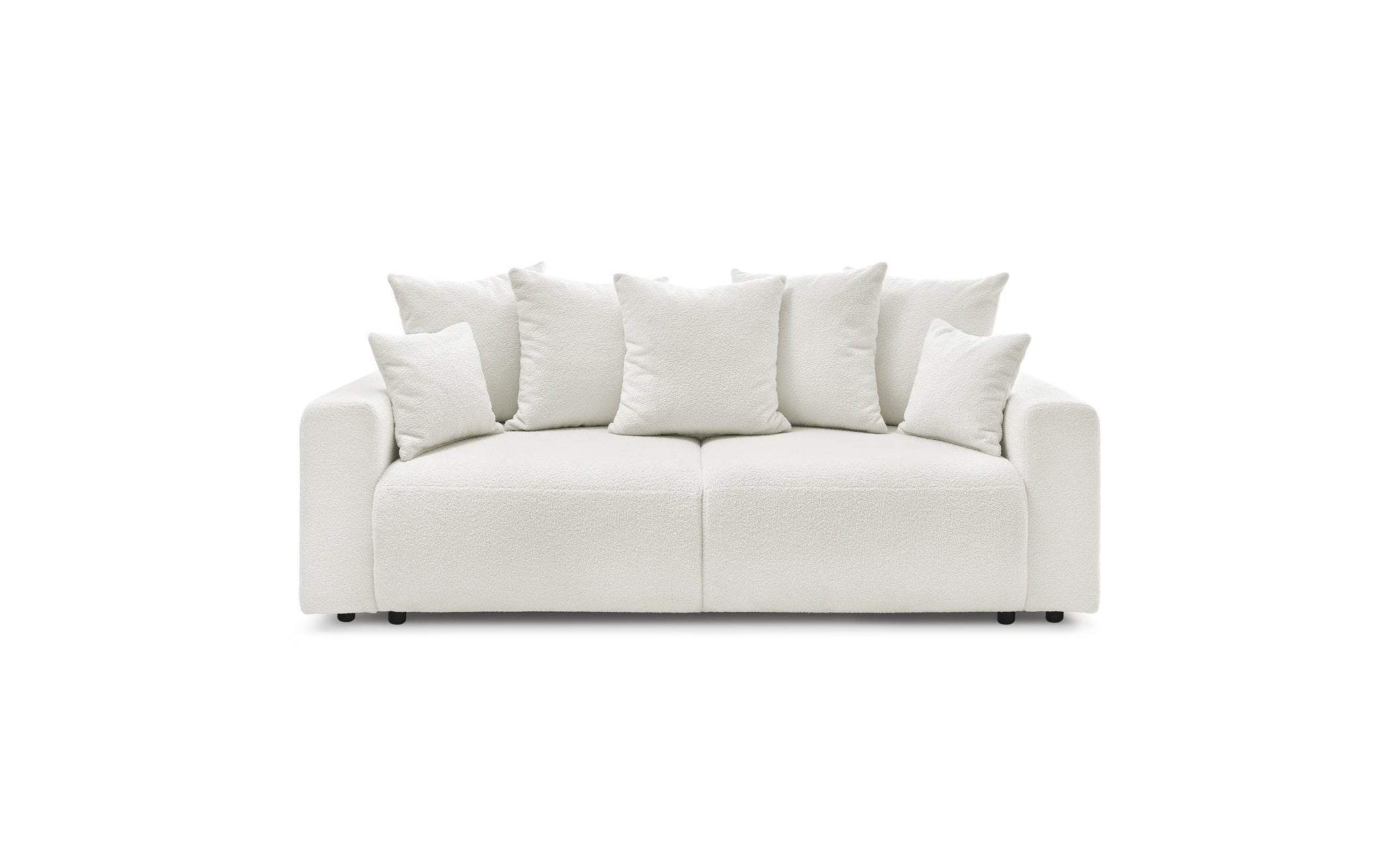 ENVY straight sofa bed with storage in soft bouclé fabric - BOBOCHIC - The Bradery