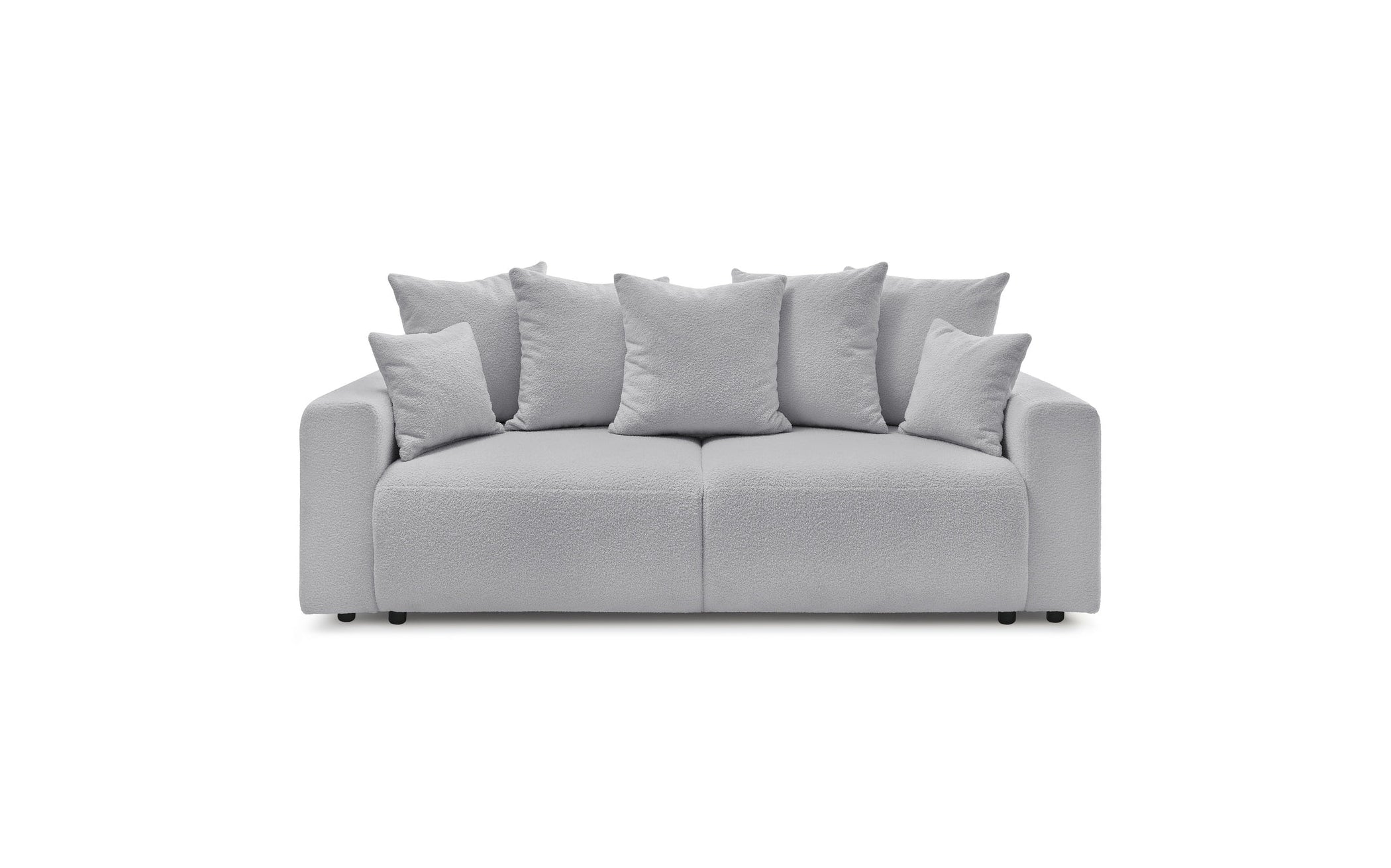 Straight convertible sofa bed with storage ENVY in soft bouclé fabric - BOBOCHIC - The Bradery