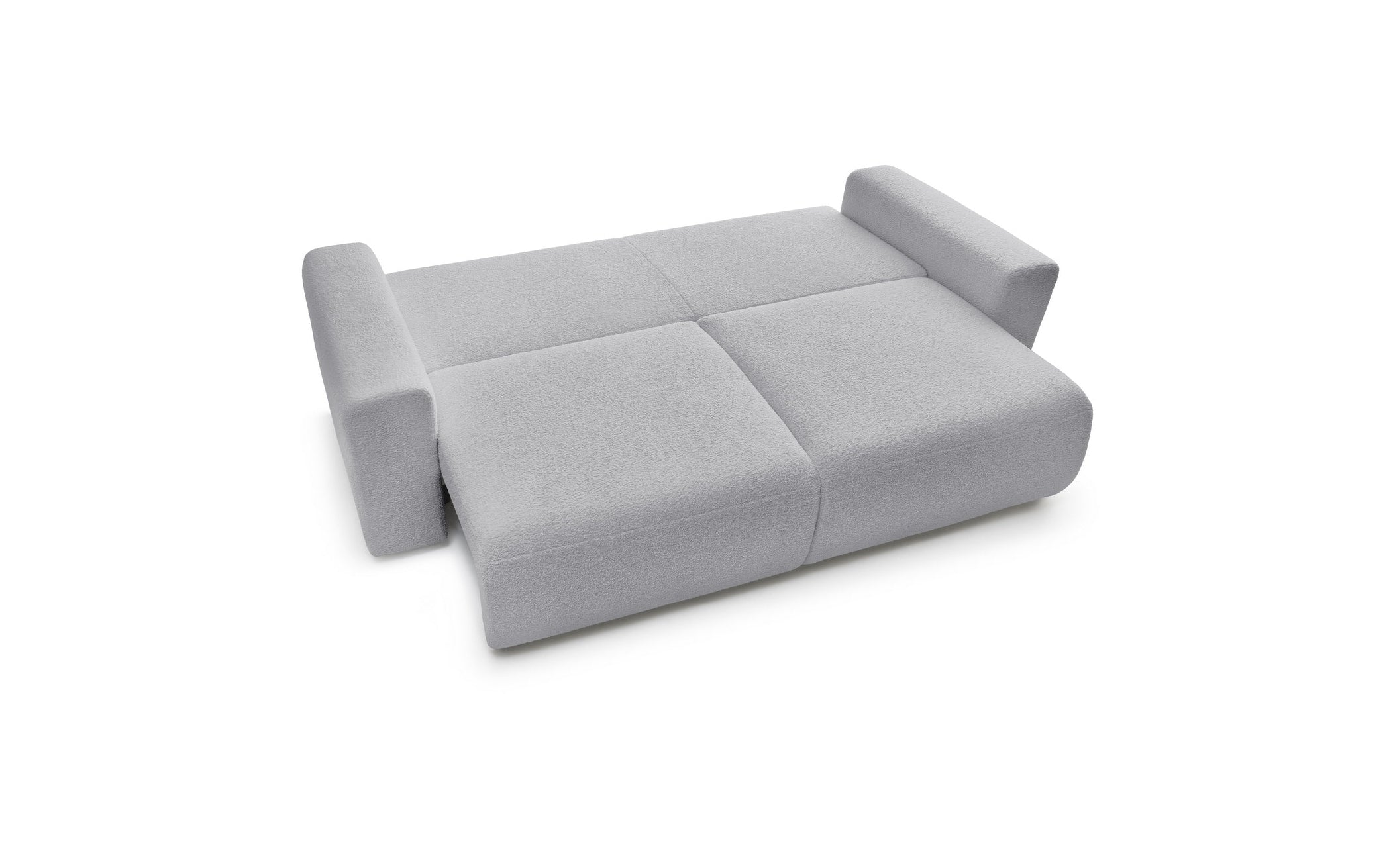 Straight convertible sofa bed with storage ENVY in soft bouclé fabric - BOBOCHIC - The Bradery
