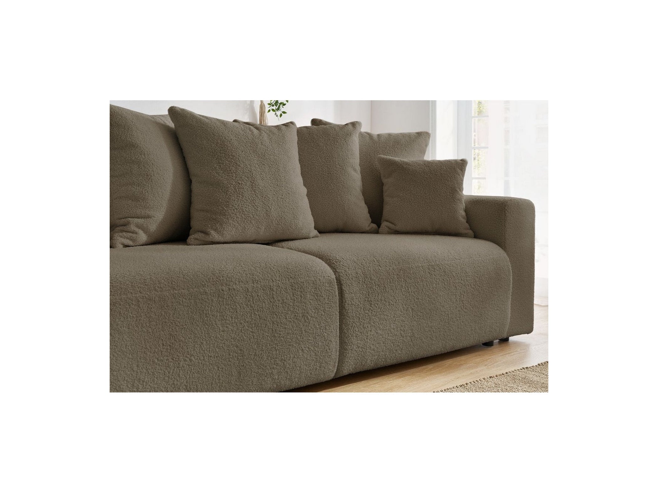 ENVY straight sofa bed with storage in soft bouclé fabric - BOBOCHIC - The Bradery