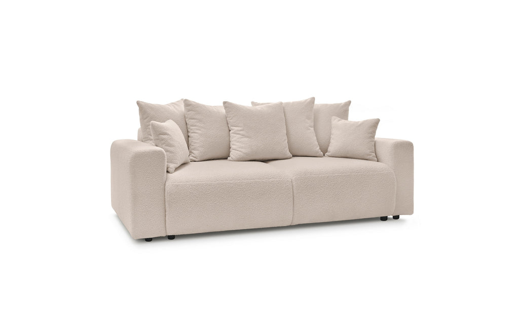 Soft bouclé fabric ENVY straight sofa bed with storage - BOBOCHIC - The Bradery