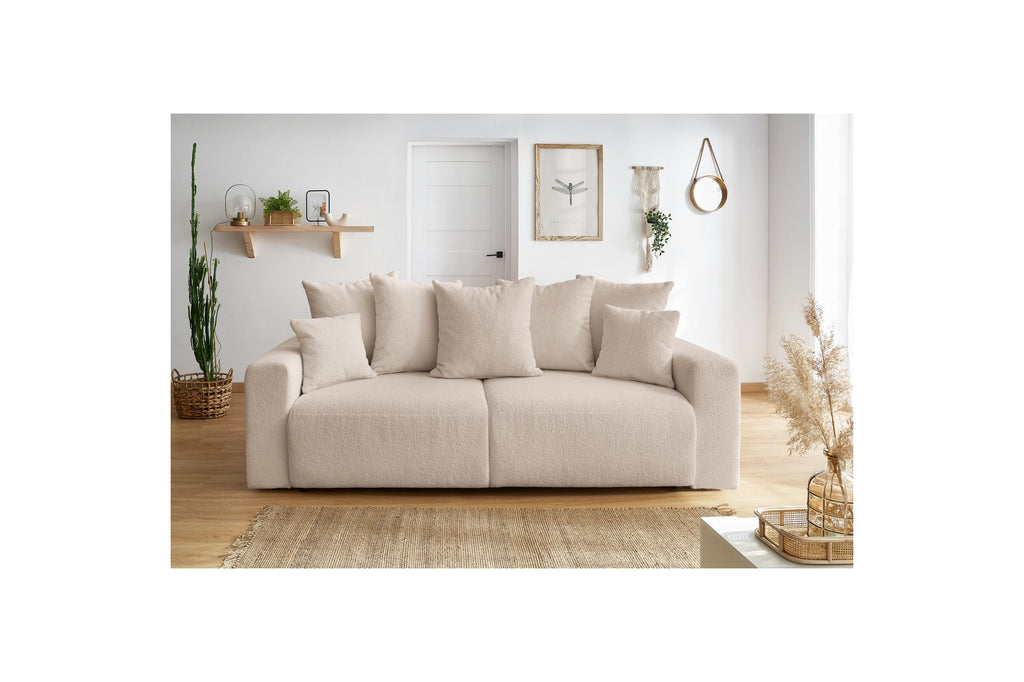Soft bouclé fabric ENVY straight sofa bed with storage - BOBOCHIC - The Bradery