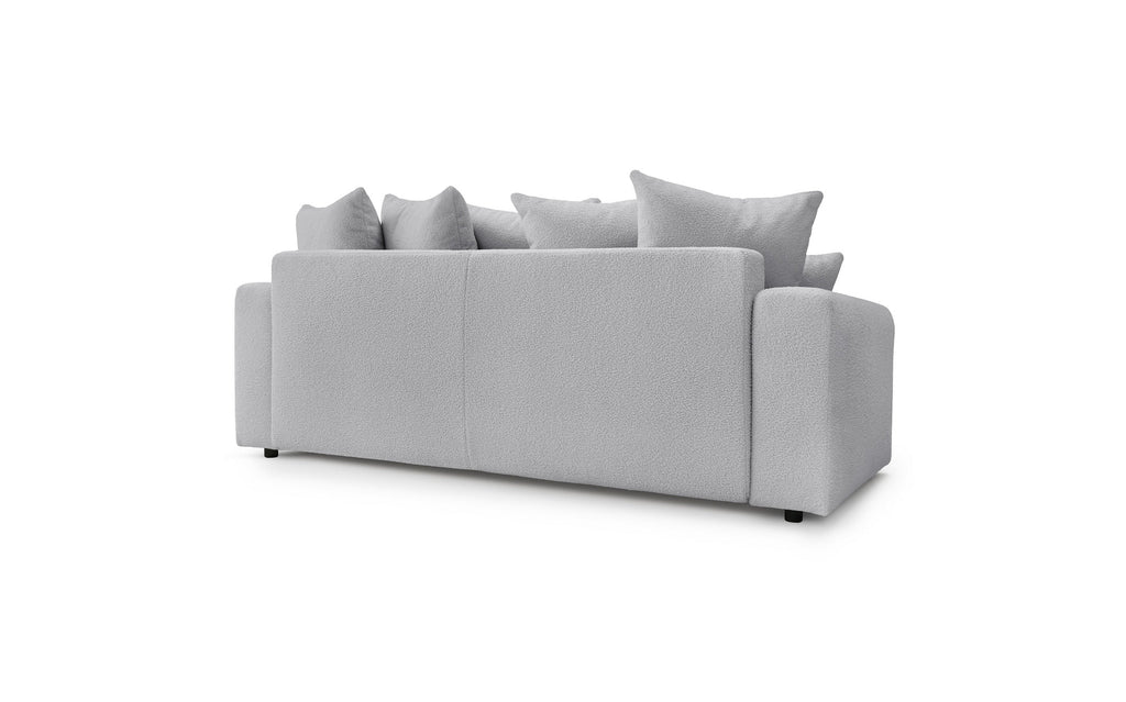 Straight convertible sofa bed with storage ENVY in soft bouclé fabric - BOBOCHIC - The Bradery