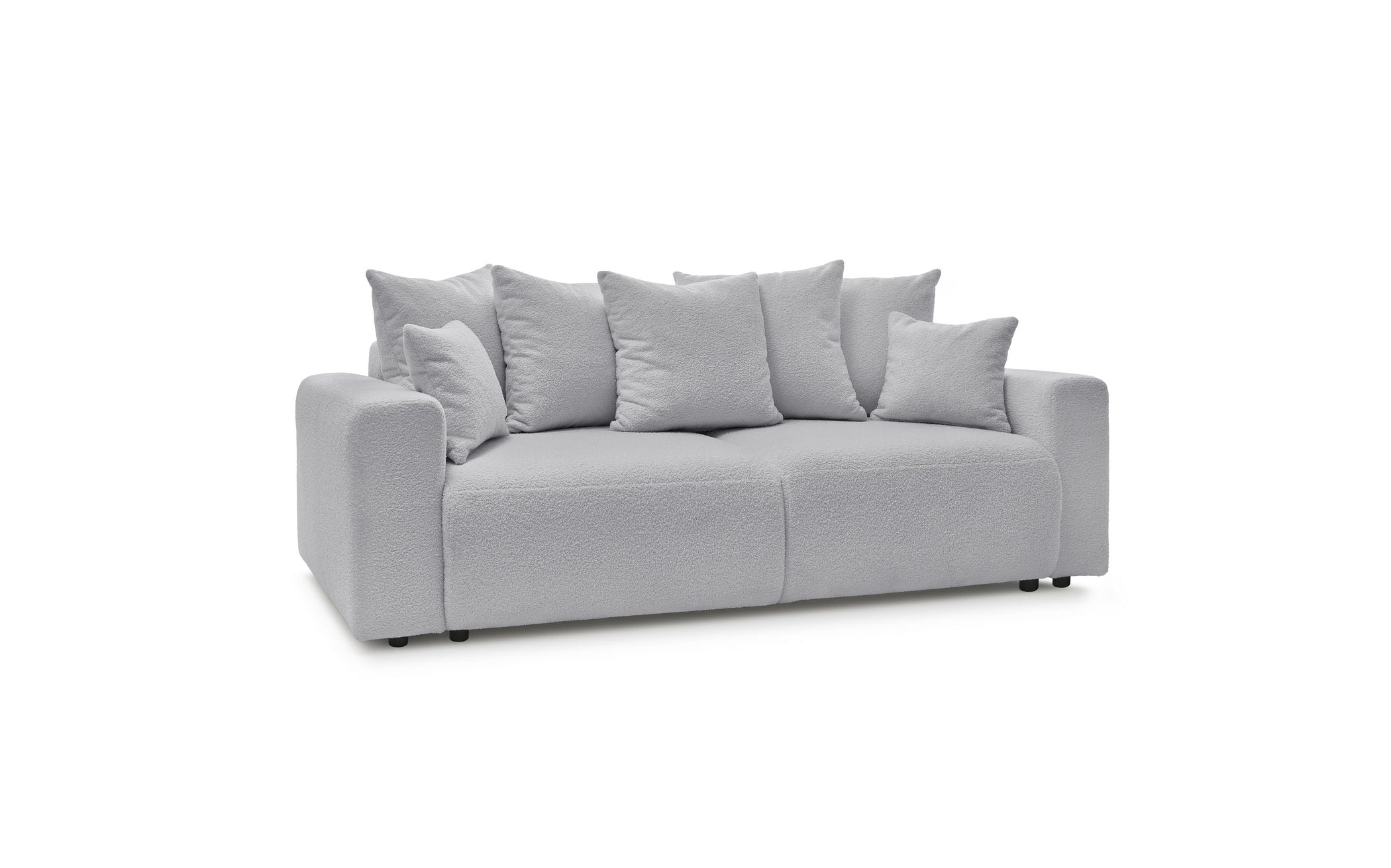 Straight convertible sofa bed with storage ENVY in soft bouclé fabric - BOBOCHIC - The Bradery