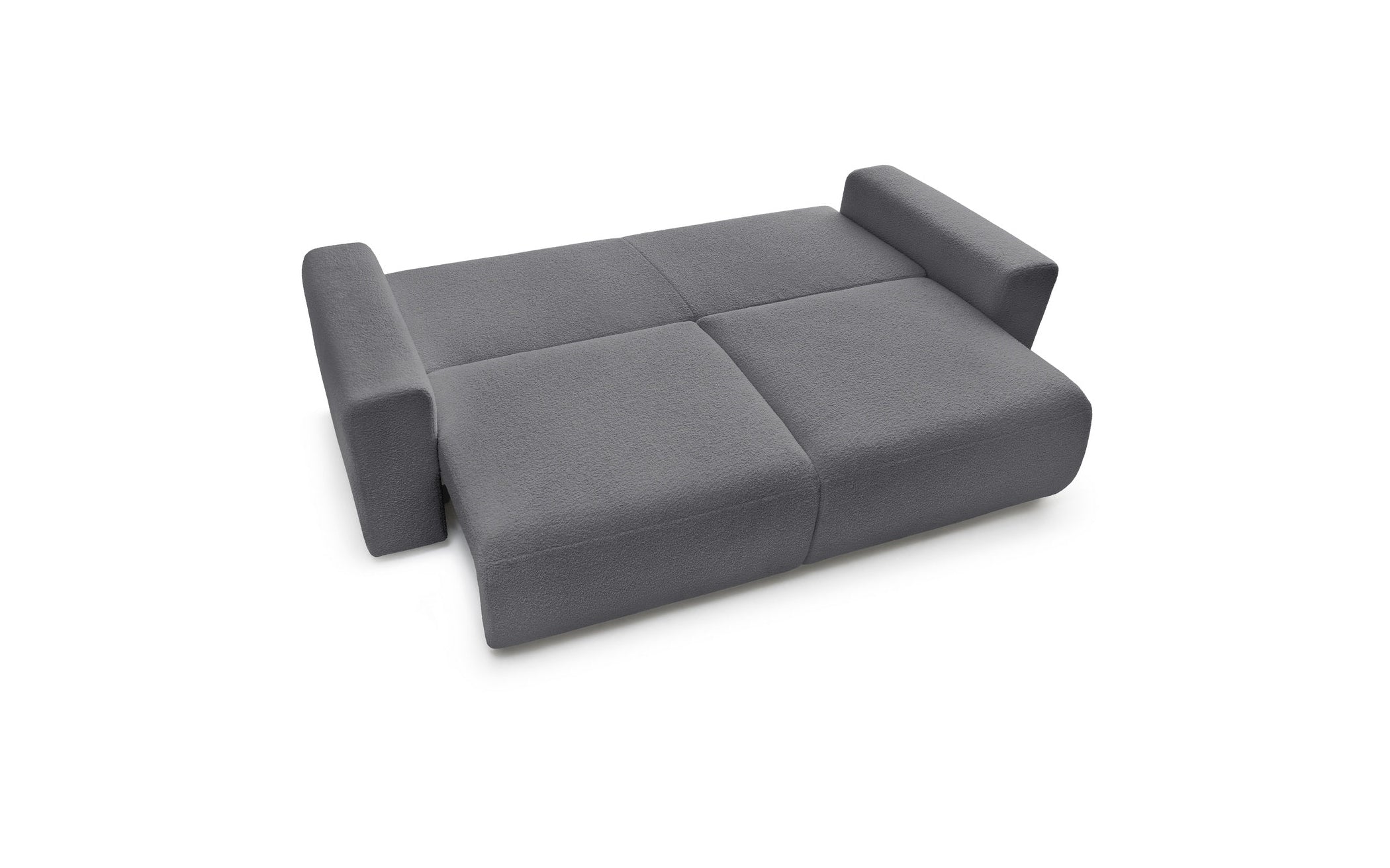 Straight convertible sofa bed with storage ENVY in soft bouclé fabric - BOBOCHIC - The Bradery