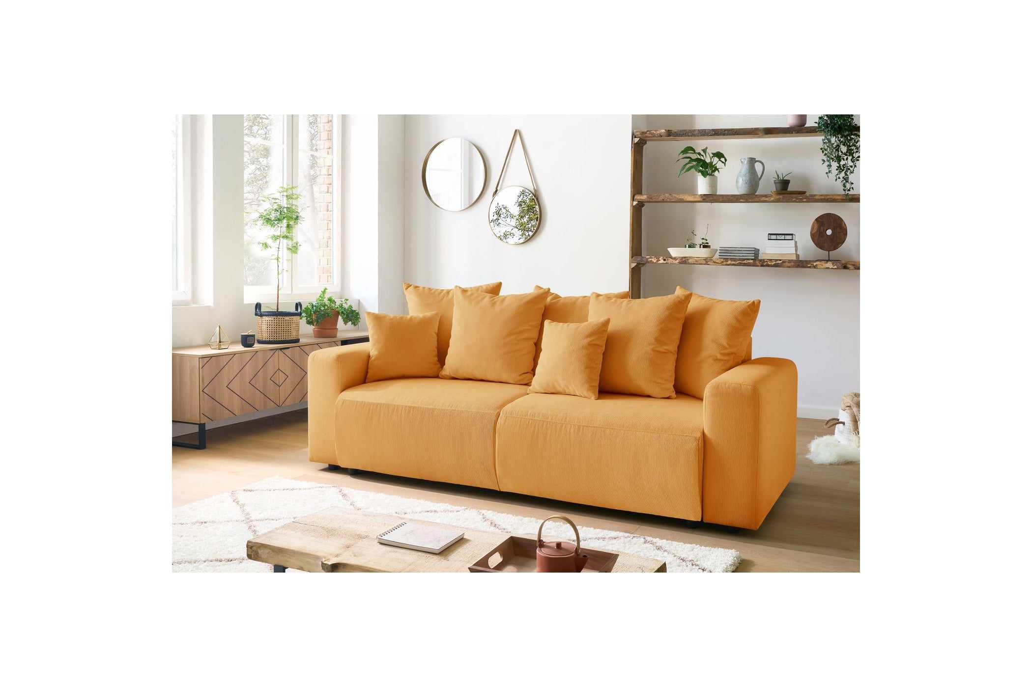 ENVY straight sofa bed with storage in corduroy - BOBOCHIC - The Bradery