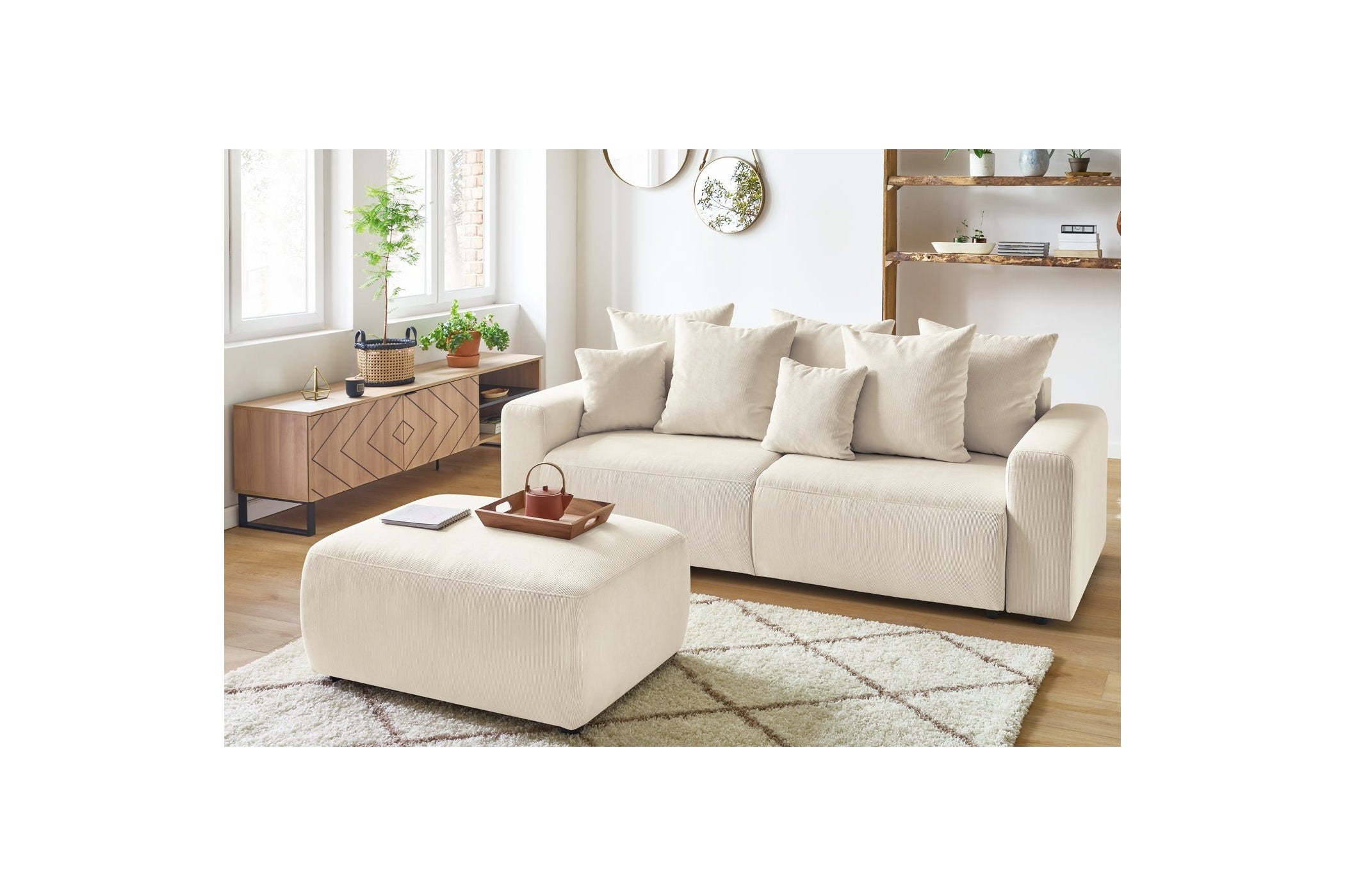 ENVY straight sofa bed with storage in corduroy - BOBOCHIC - The Bradery