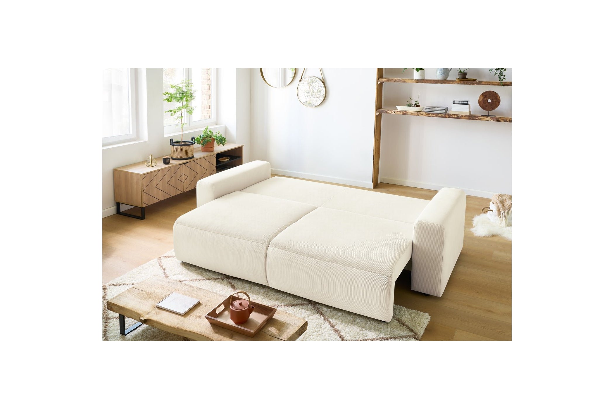 ENVY straight sofa bed with storage in corduroy - BOBOCHIC - The Bradery
