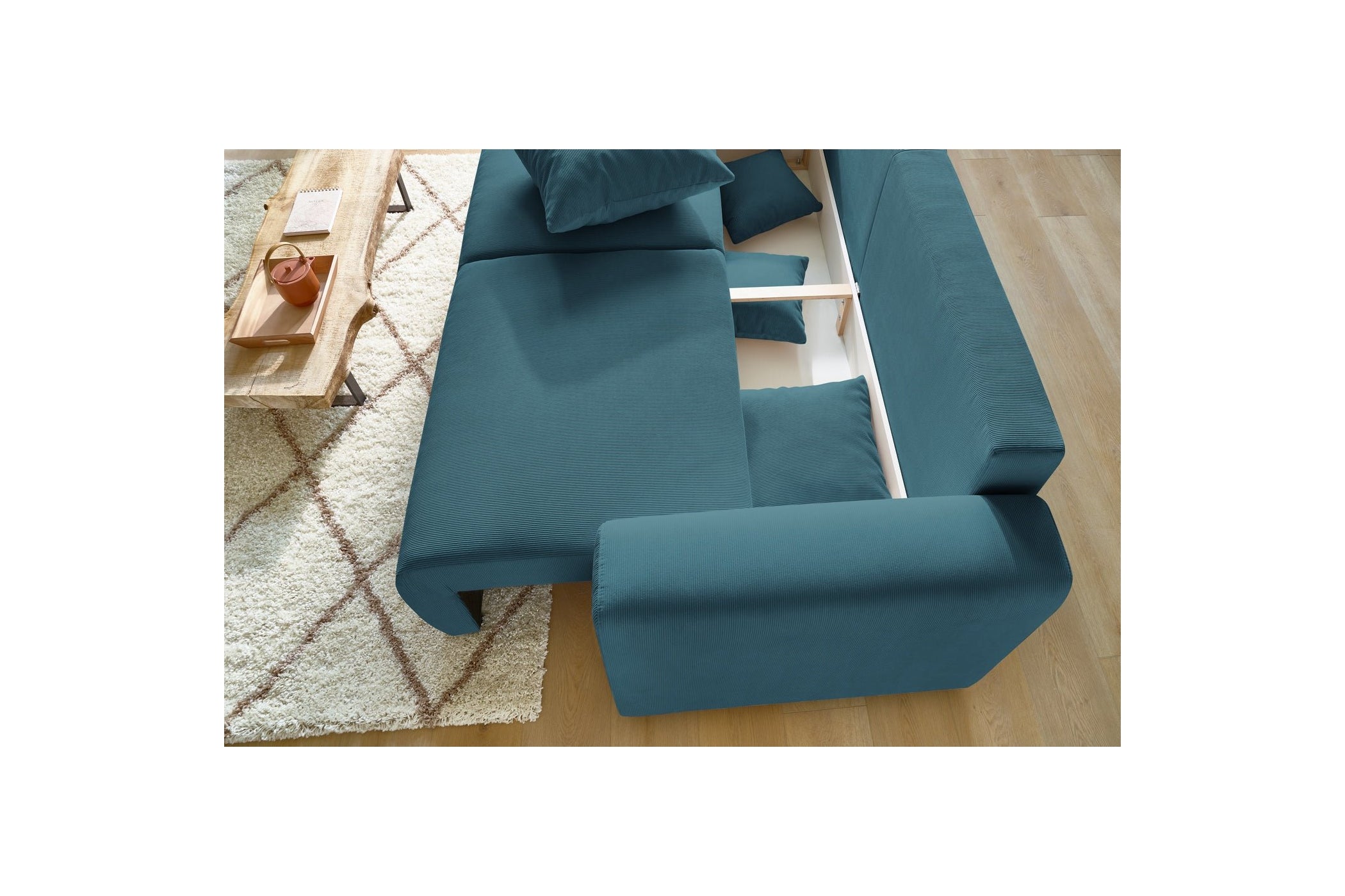 ENVY straight sofa bed with storage in corduroy - BOBOCHIC - The Bradery