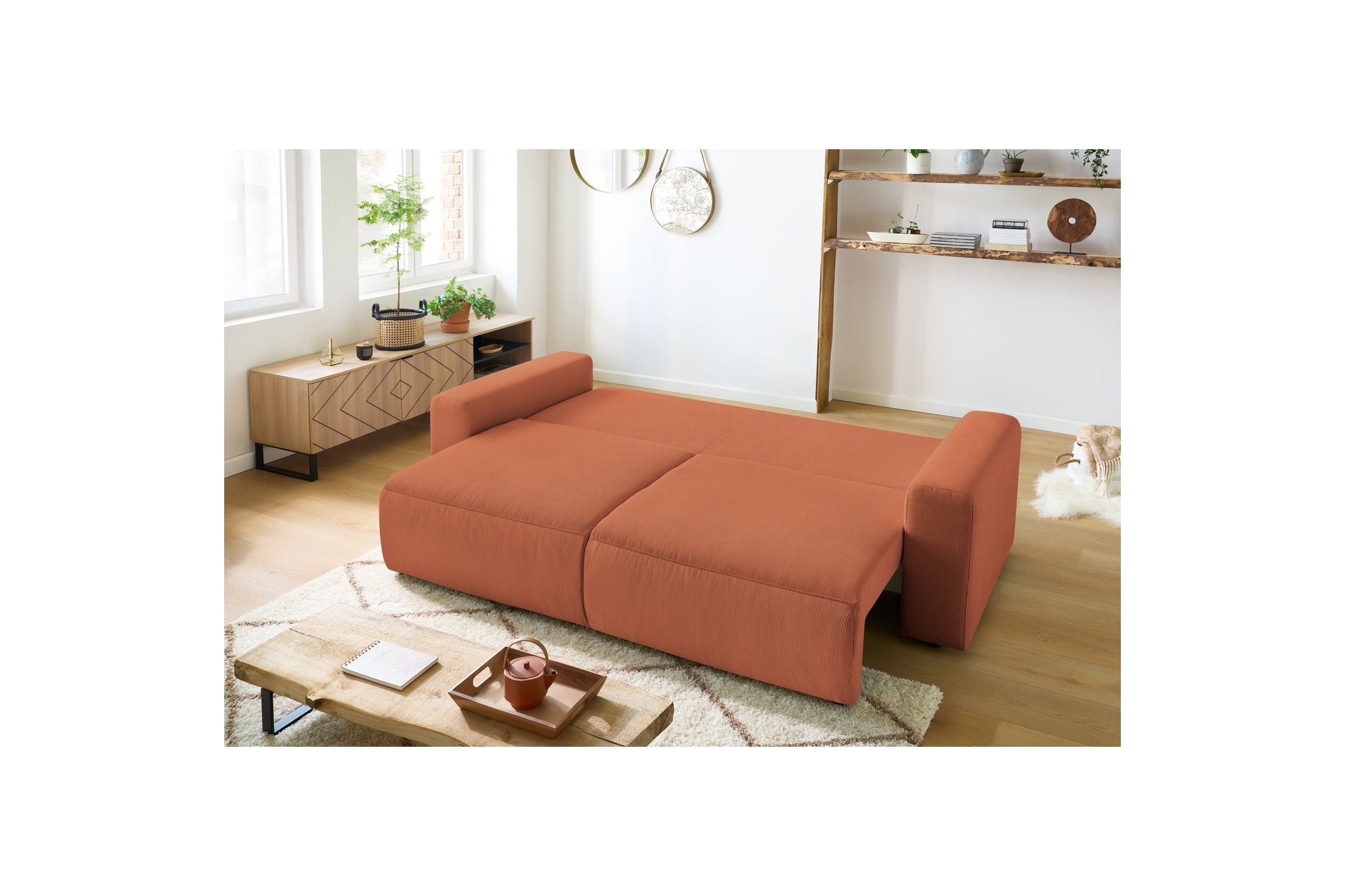 ENVY straight sofa bed with storage in corduroy - BOBOCHIC - The Bradery