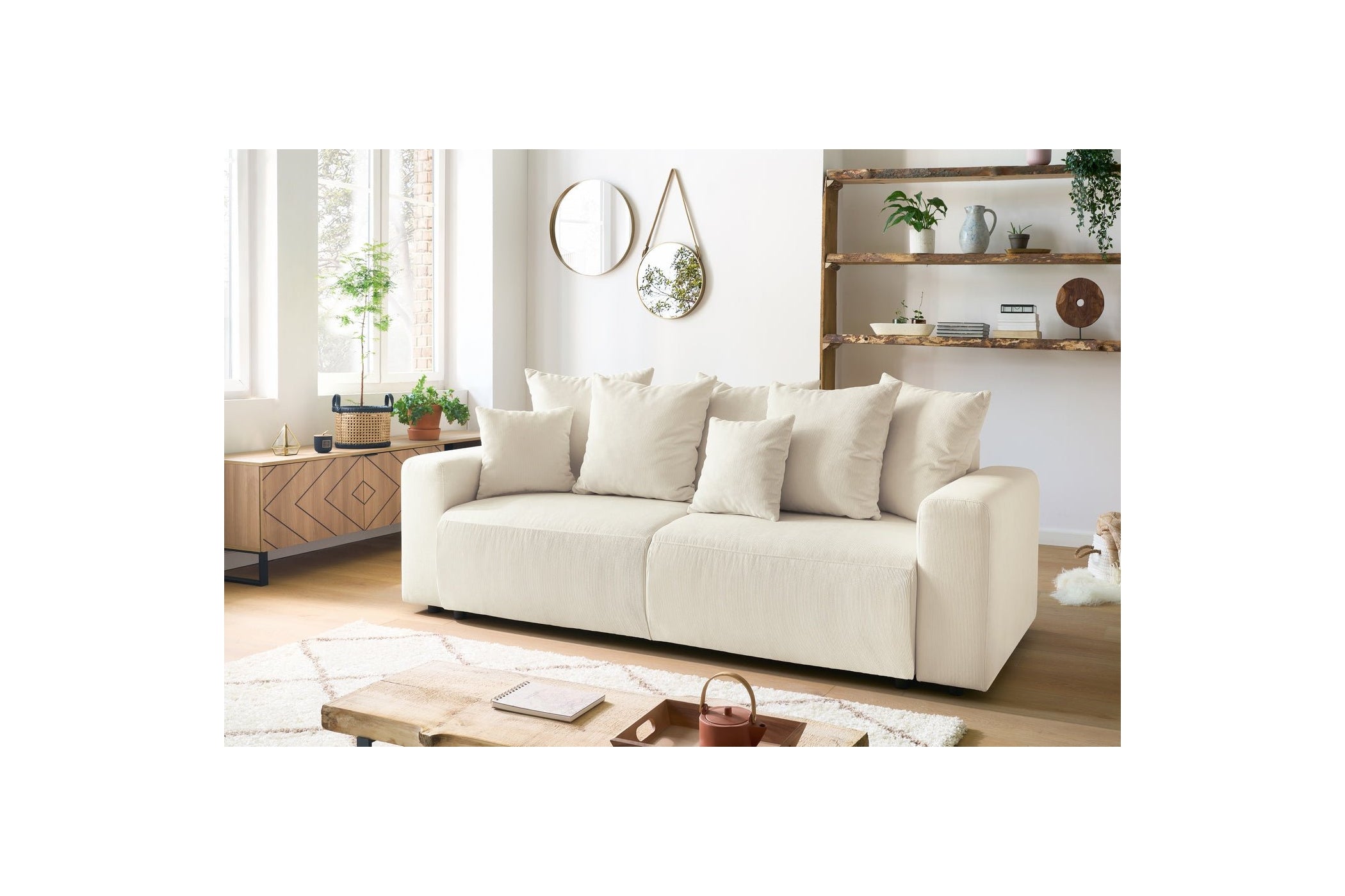 ENVY straight sofa bed with storage in corduroy - BOBOCHIC - The Bradery