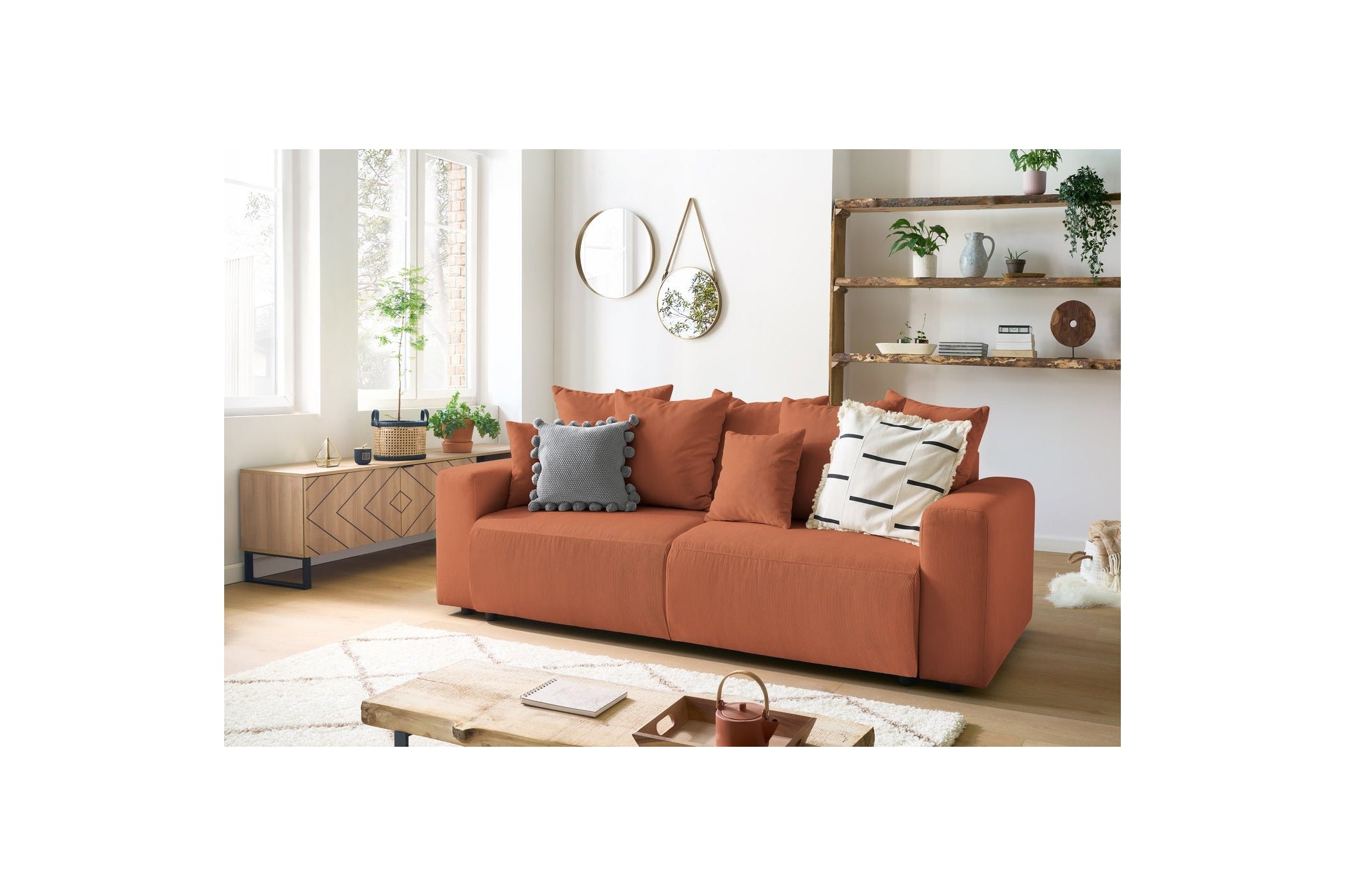 ENVY straight sofa bed with storage in corduroy - BOBOCHIC - The Bradery