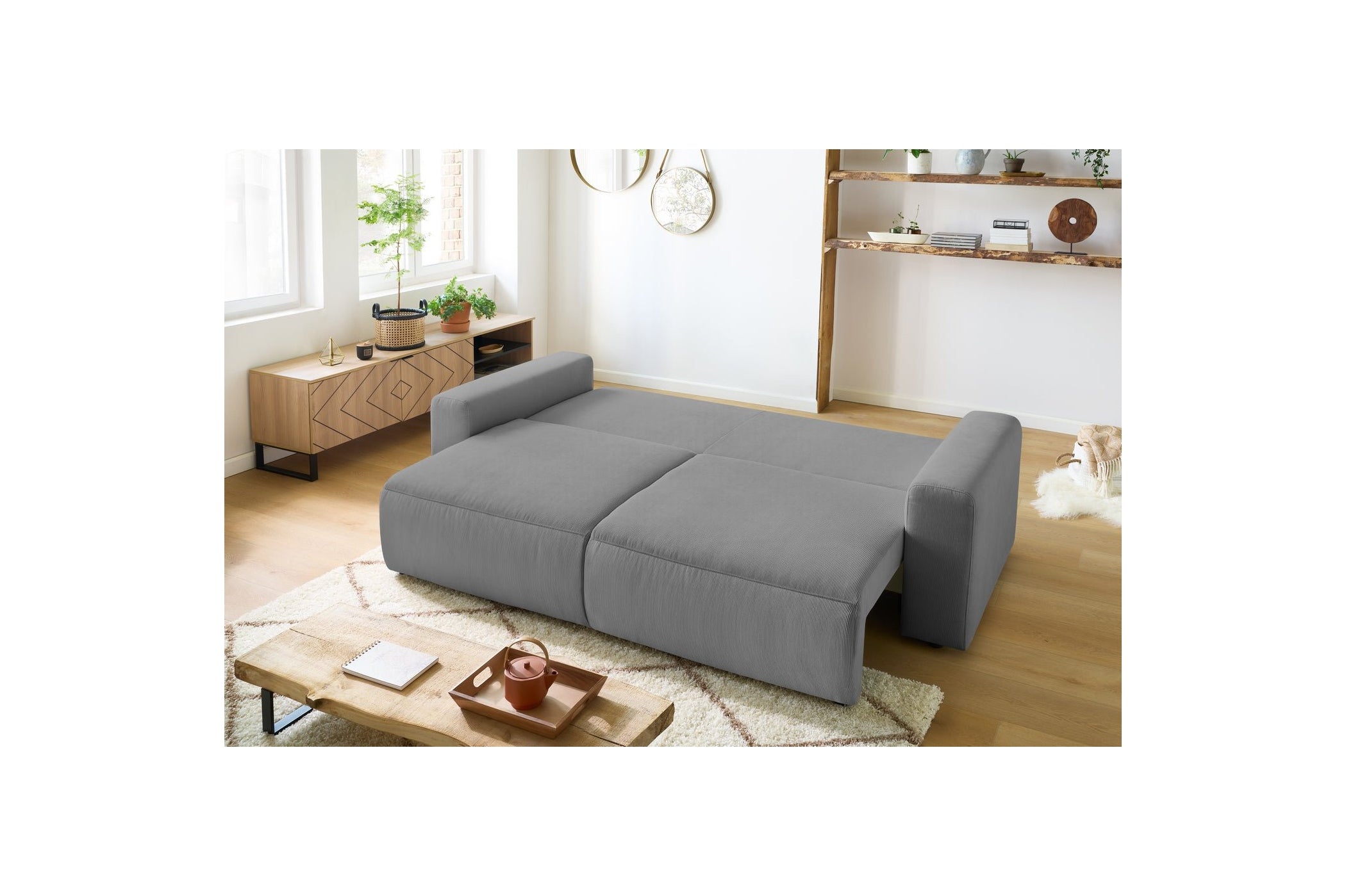 ENVY straight sofa bed with storage in corduroy - BOBOCHIC - The Bradery