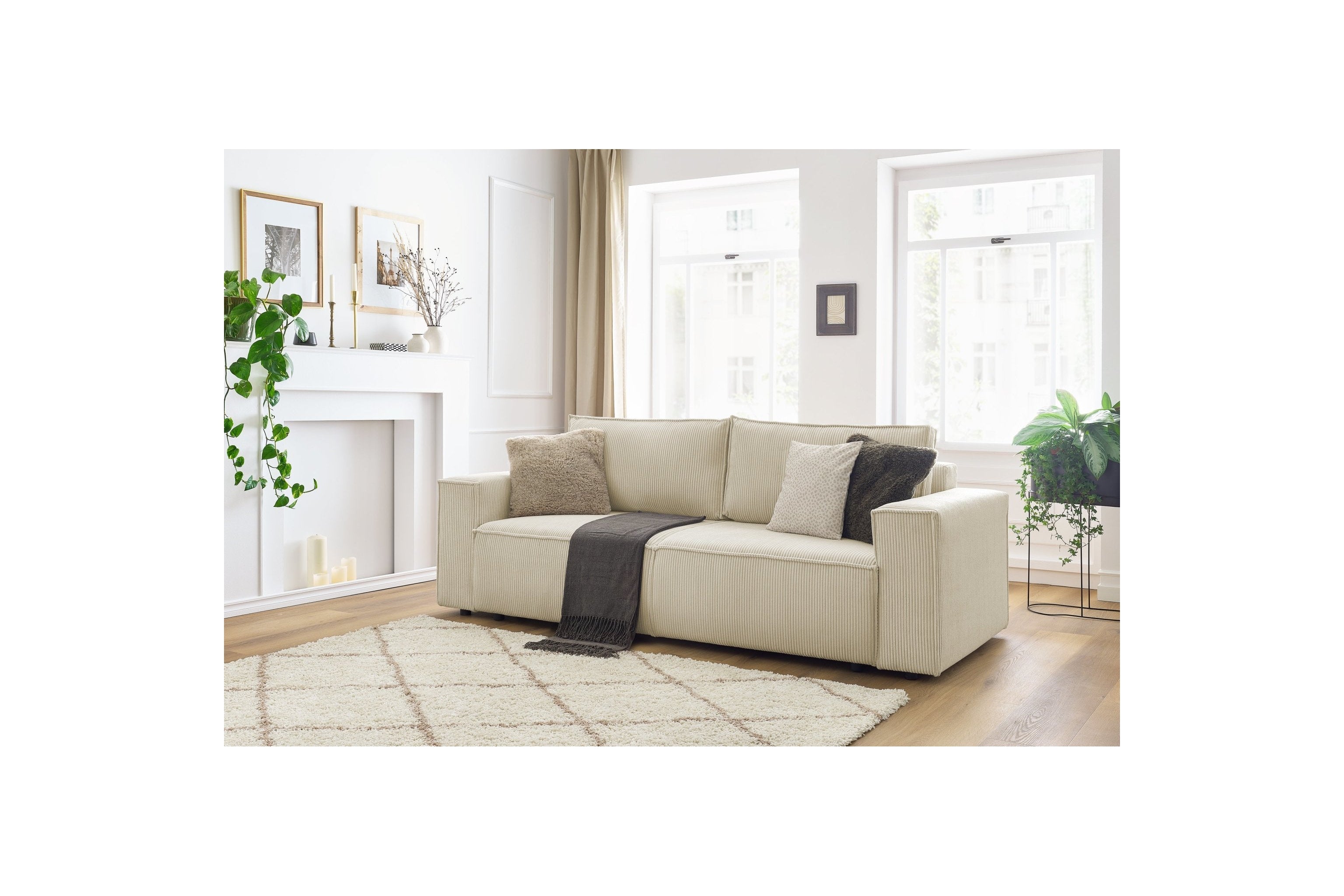 NIHAD fixed 3-seater straight sofa in corduroy - BOBOCHIC - The Bradery