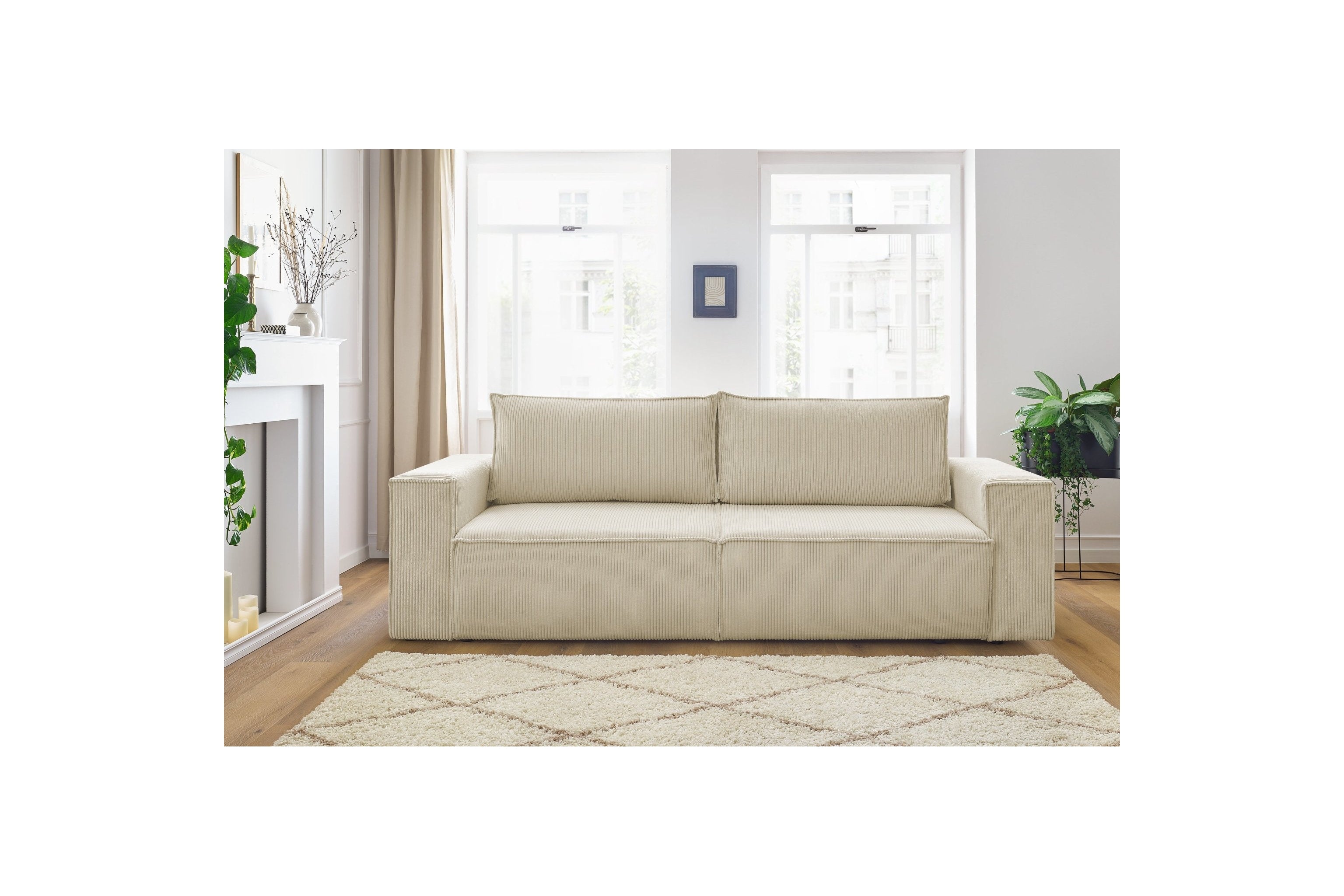 NIHAD fixed 3-seater straight sofa in corduroy - BOBOCHIC - The Bradery
