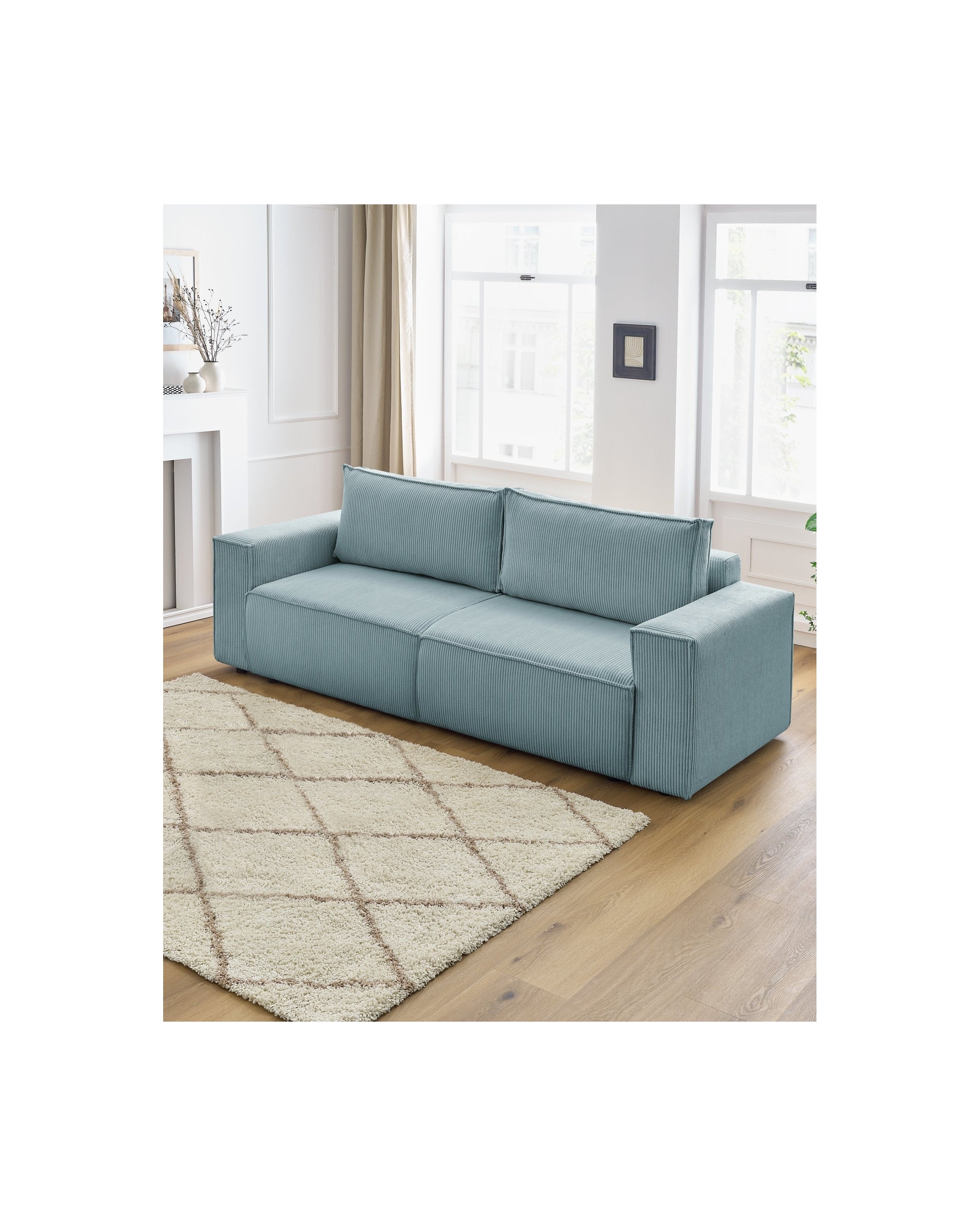 NIHAD fixed 3-seater straight sofa in corduroy - BOBOCHIC - The Bradery