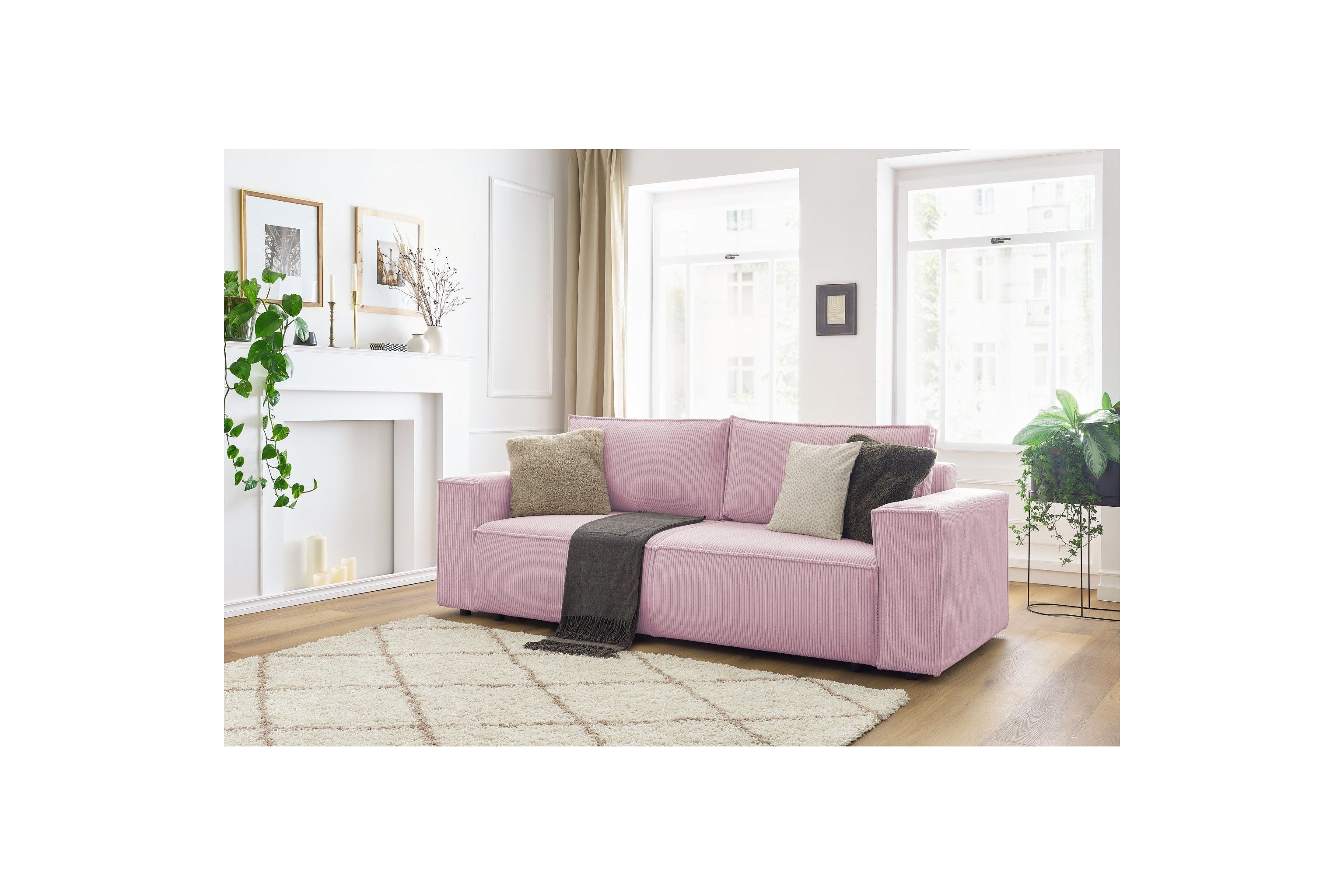 NIHAD fixed 3-seater straight sofa in corduroy - BOBOCHIC - The Bradery