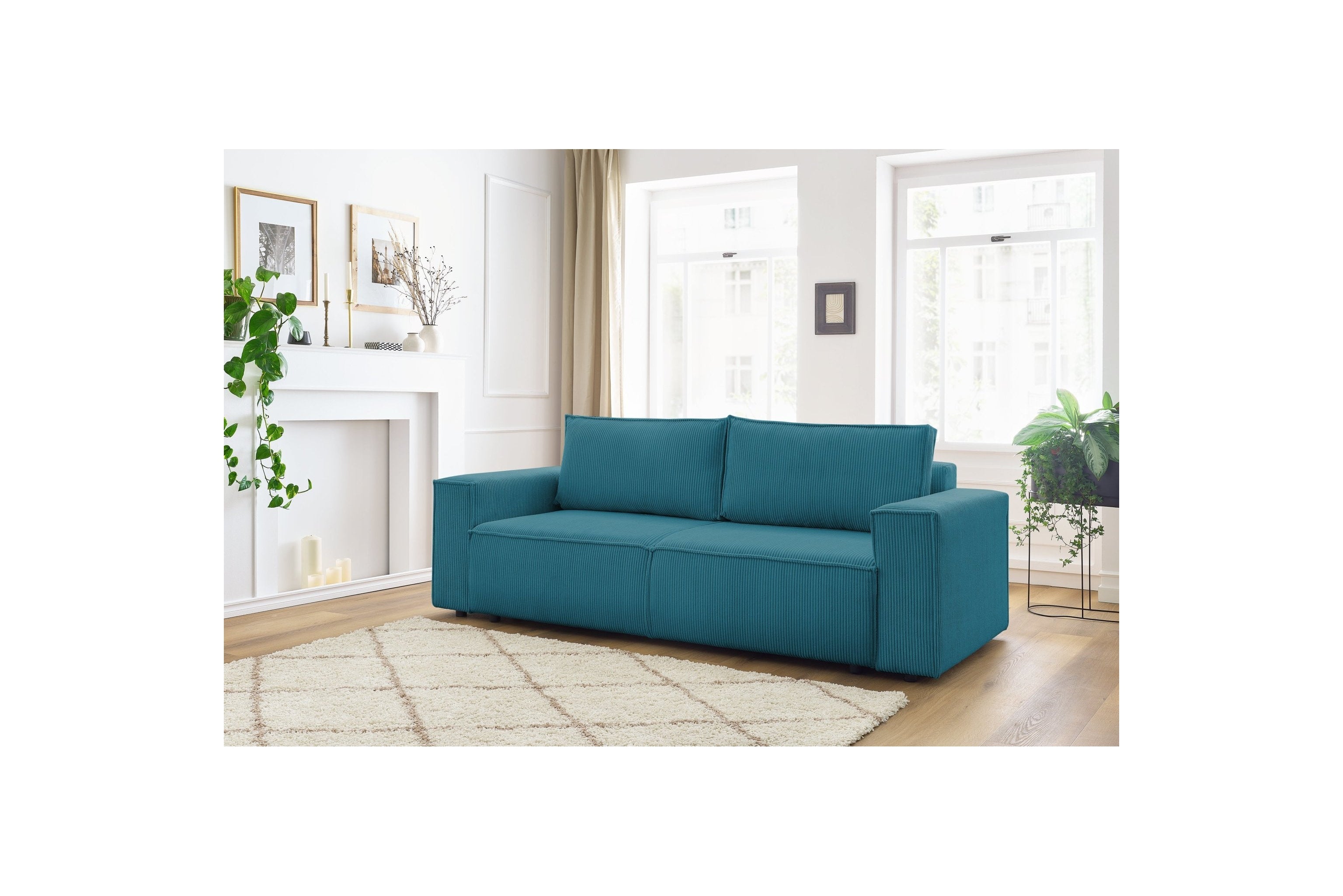 NIHAD fixed 3-seater straight sofa in corduroy - BOBOCHIC - The Bradery
