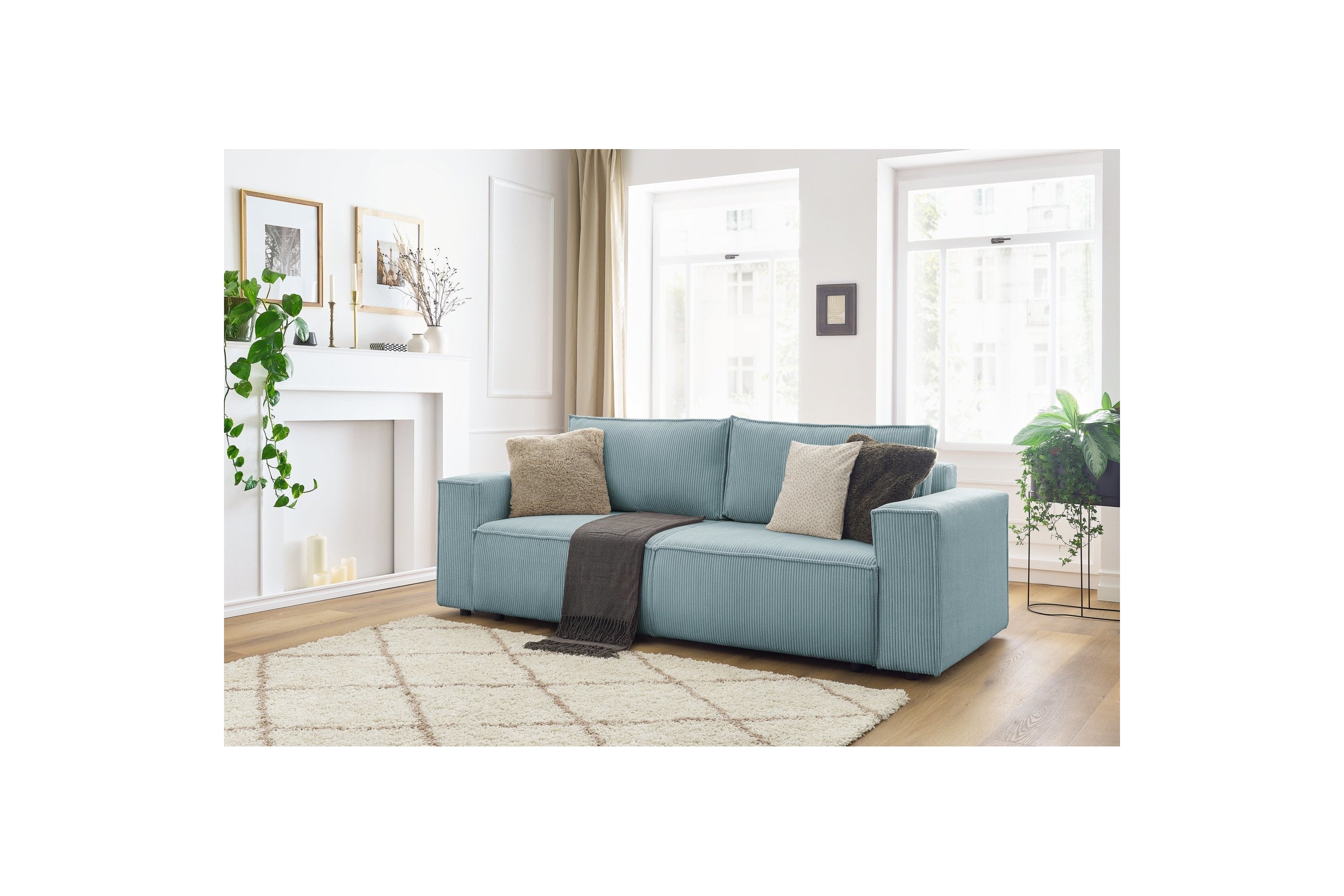NIHAD fixed 3-seater straight sofa in corduroy - BOBOCHIC - The Bradery