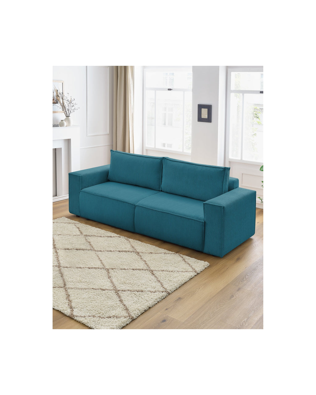 NIHAD fixed 3-seater straight sofa in corduroy - BOBOCHIC - The Bradery