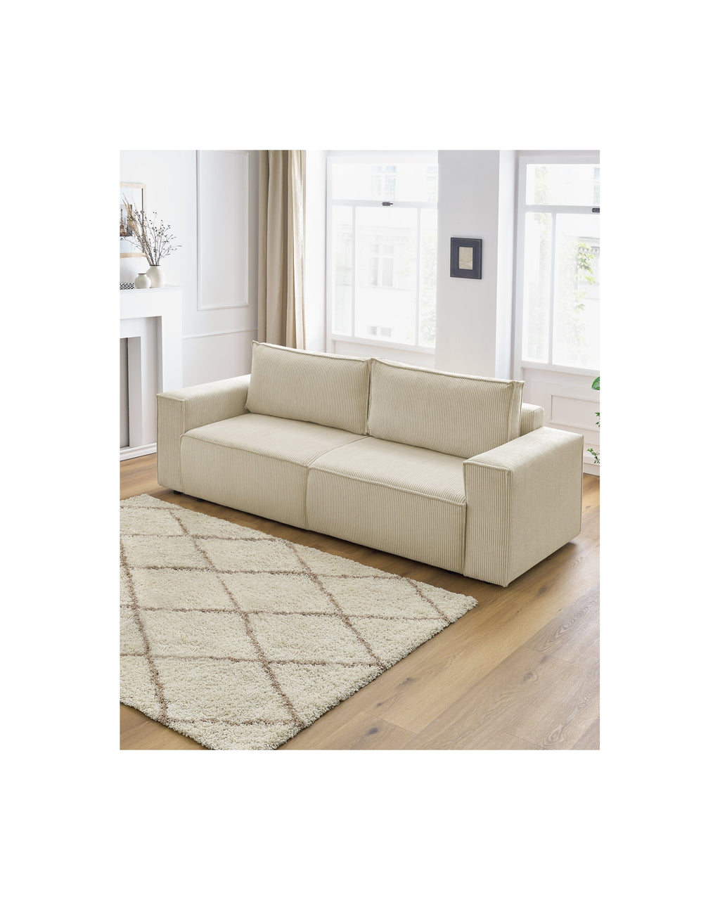 NIHAD fixed 3-seater straight sofa in corduroy - BOBOCHIC - The Bradery