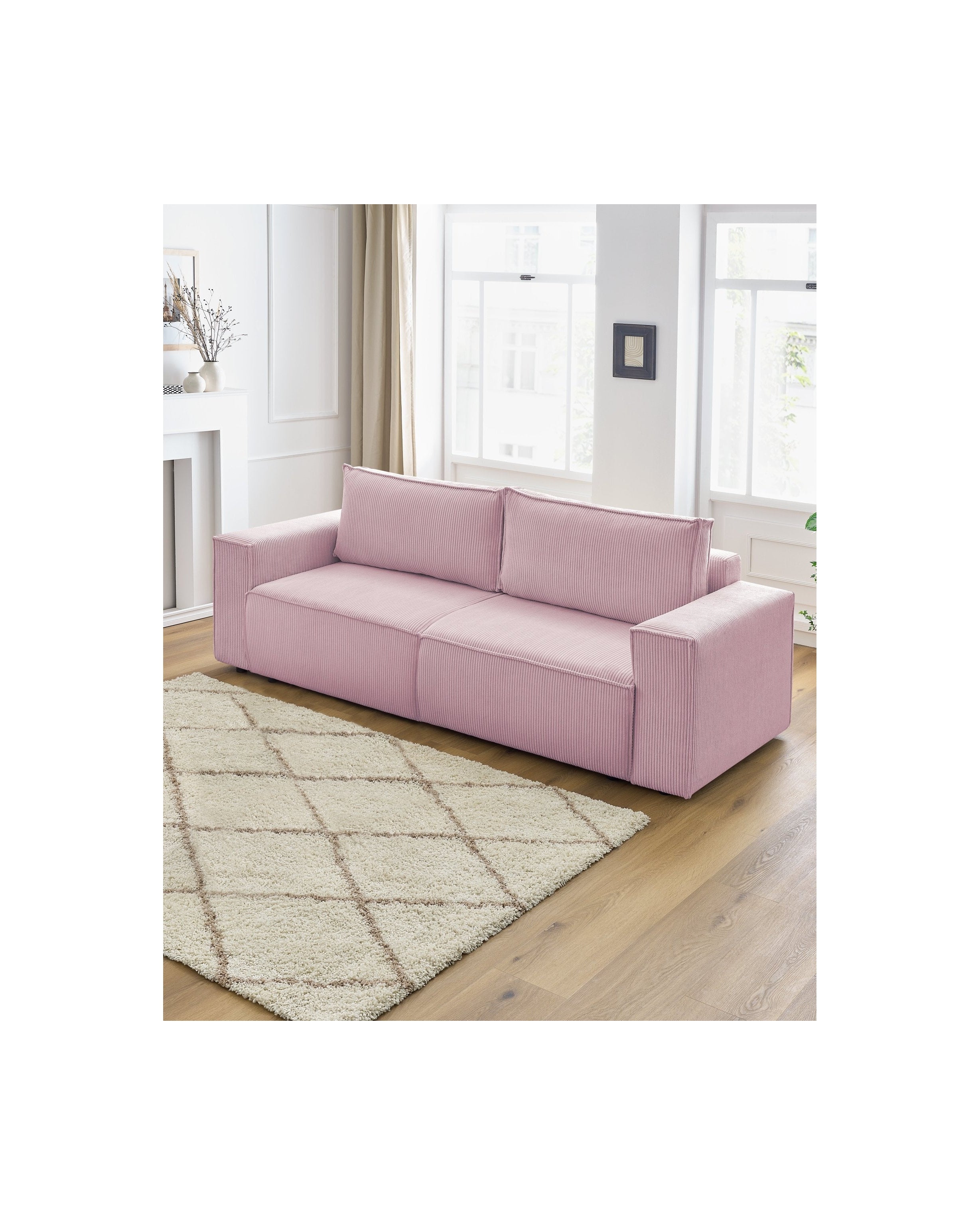 NIHAD fixed 3-seater straight sofa in corduroy - BOBOCHIC - The Bradery
