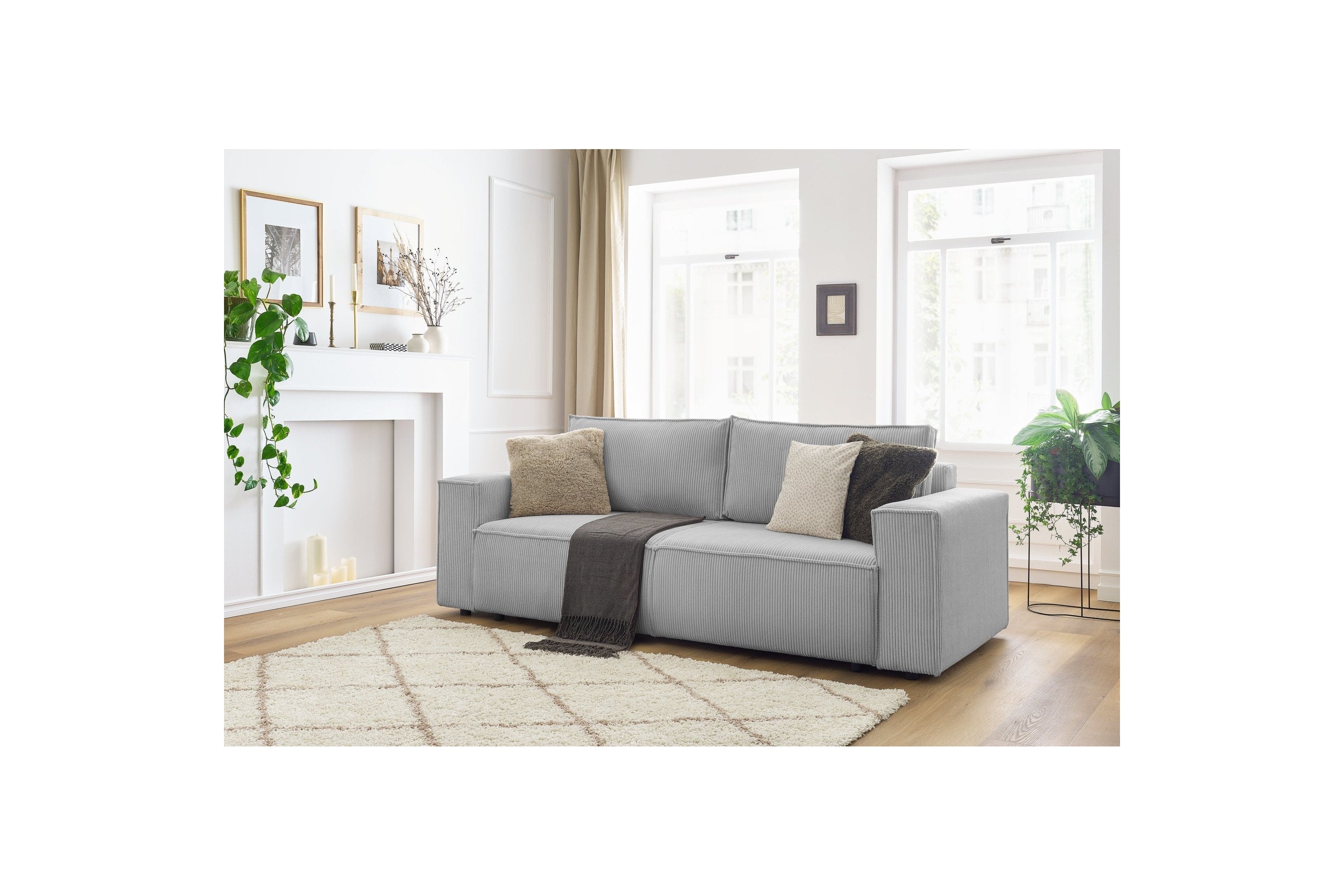 NIHAD fixed 3-seater straight sofa in corduroy - BOBOCHIC - The Bradery