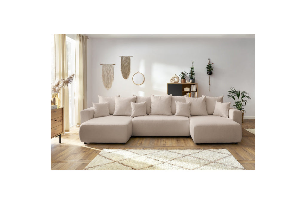 ENVY panoramic convertible sofa bed with storage in bouclé fabric - Panoramic - BOBOCHIC - The Bradery