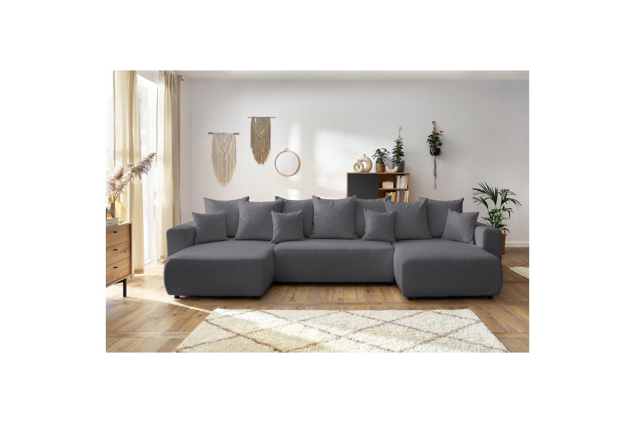 ENVY panoramic sofa bed with storage in bouclé fabric - Panoramic - BOBOCHIC - The Bradery