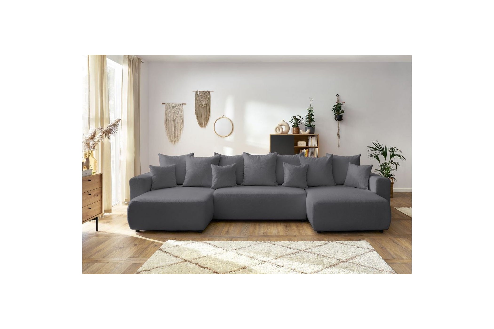 ENVY panoramic sofa bed with storage in bouclé fabric - Panoramic - BOBOCHIC - The Bradery