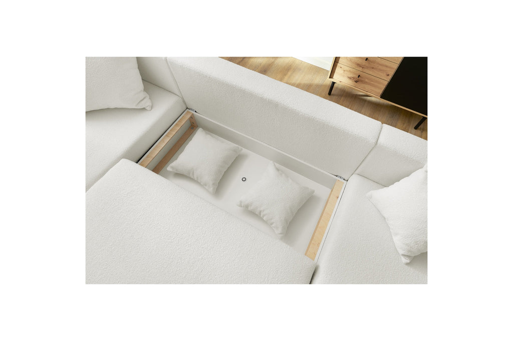 ENVY panoramic sofa bed with storage in bouclé fabric - Panoramic - BOBOCHIC - The Bradery